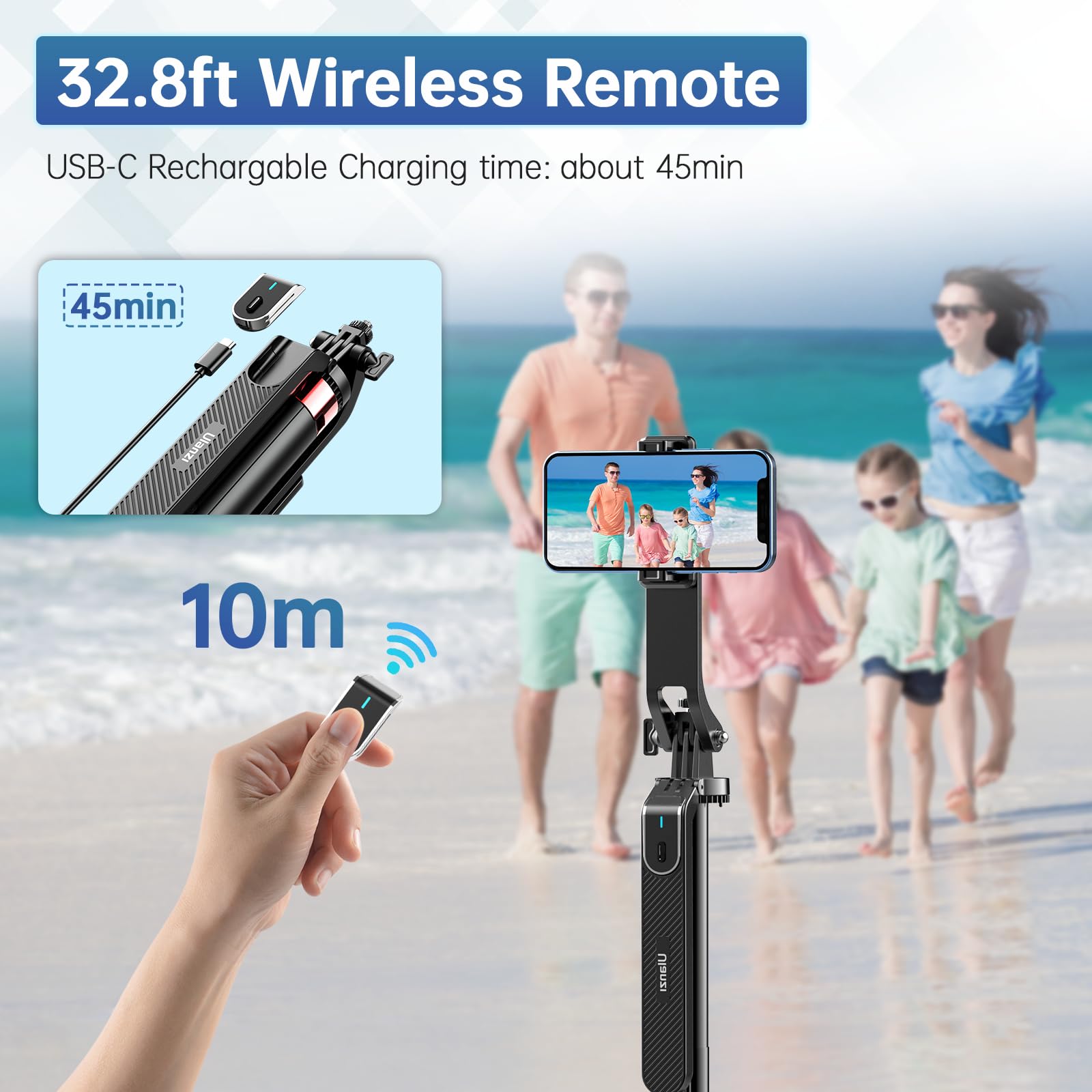 Ulanzi Ma09 Selfie Stick Tripod, 71'' Extendable Phone Tripod With Remote, Portable Cellphone Stand Quadrapod For Iphone/Samsung/Camera/Gopro