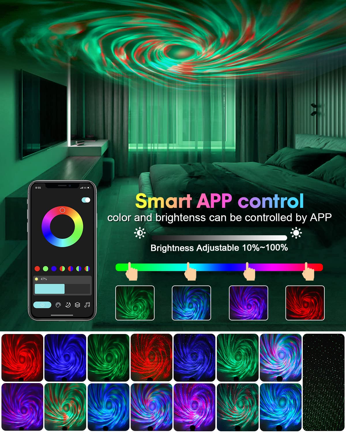 Dfu Star Projector Galaxy Night Light, App Control Galaxy Projector Nebula Starry Light Projector With Remote, Timer Star Ceiling Projector Birthday'S  F