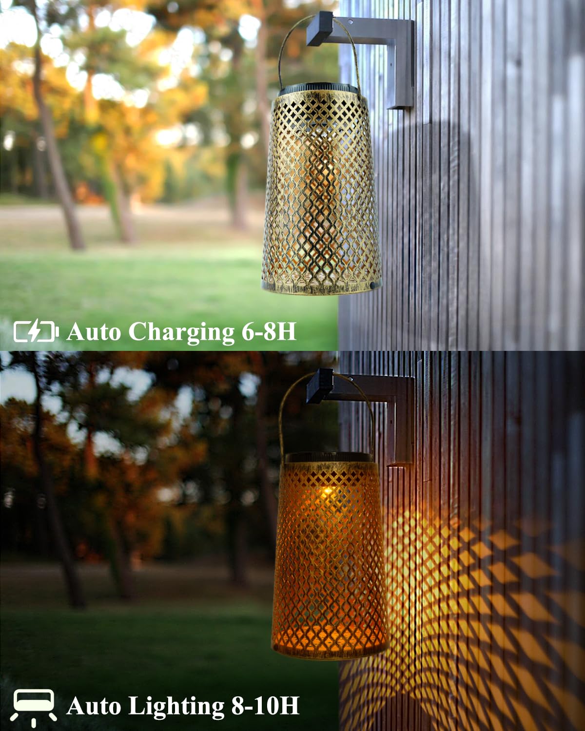 Centeluz Solar Hanging Lanterns Outdoor Lights 4 Pack, Metal Lantern Waterproof Decor For Garden, Outside, Backyard, Patio, Porch Tabletop, Pathway, Decorations