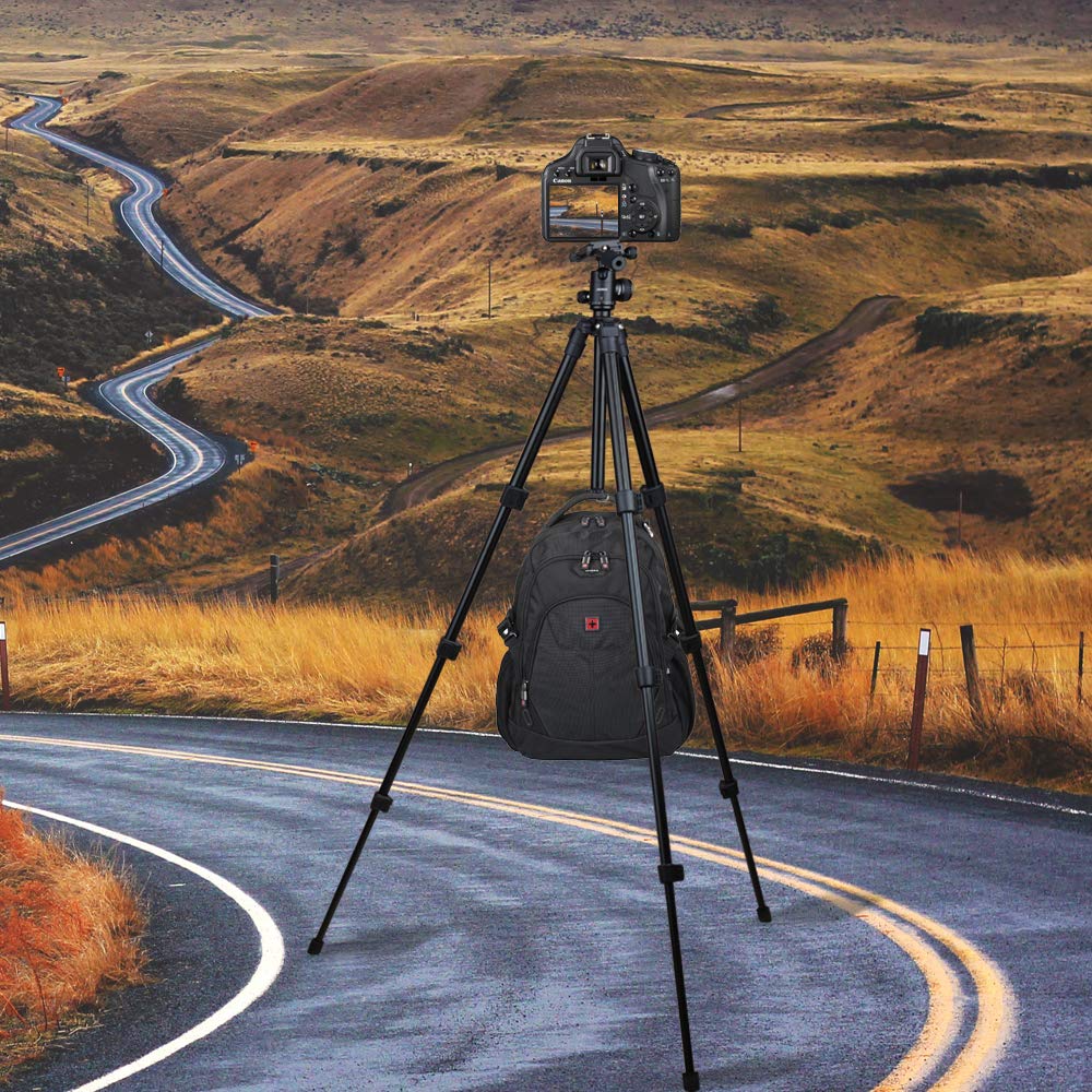 Abithid Camera Tripod For Dslr,Phone Holder Tripod For Camera, Compact Light Video Vlog Blogging Stand With Quick Plate And 360°Pano Rama Ball Head For Travel
