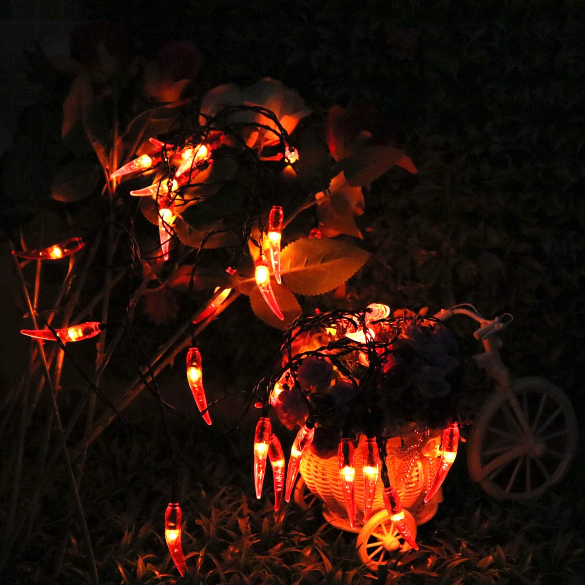 Dreamworth Solar Chili String Lights, 30 Led Chili Shape Fairy Lights For Wedding, Chinese Year, Spring Festival, Party Decoration, Christmas