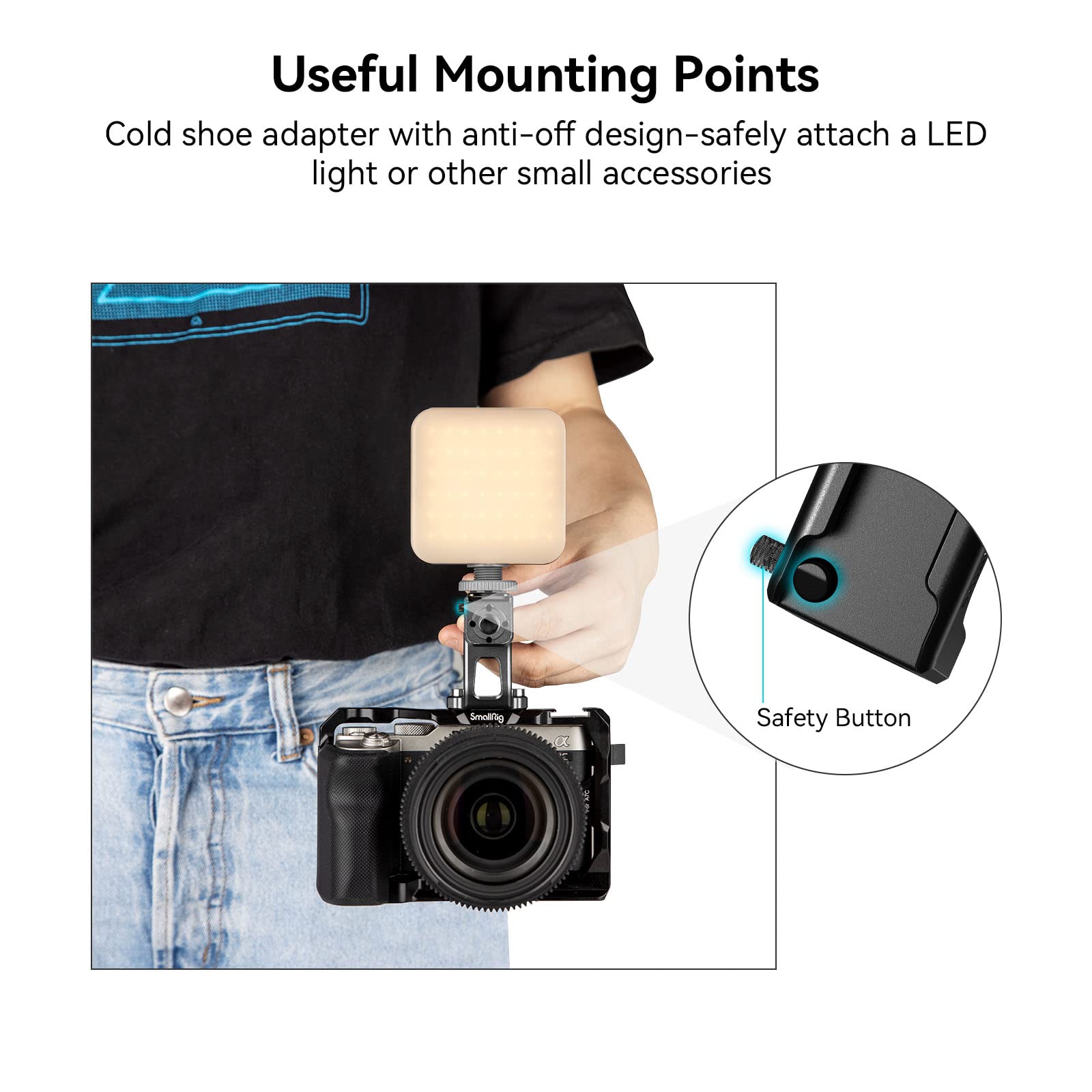 Smallrig Mini Top Handle For Lightweight Vlogging Cameras With 1/4"-20 Screws - Hts2756