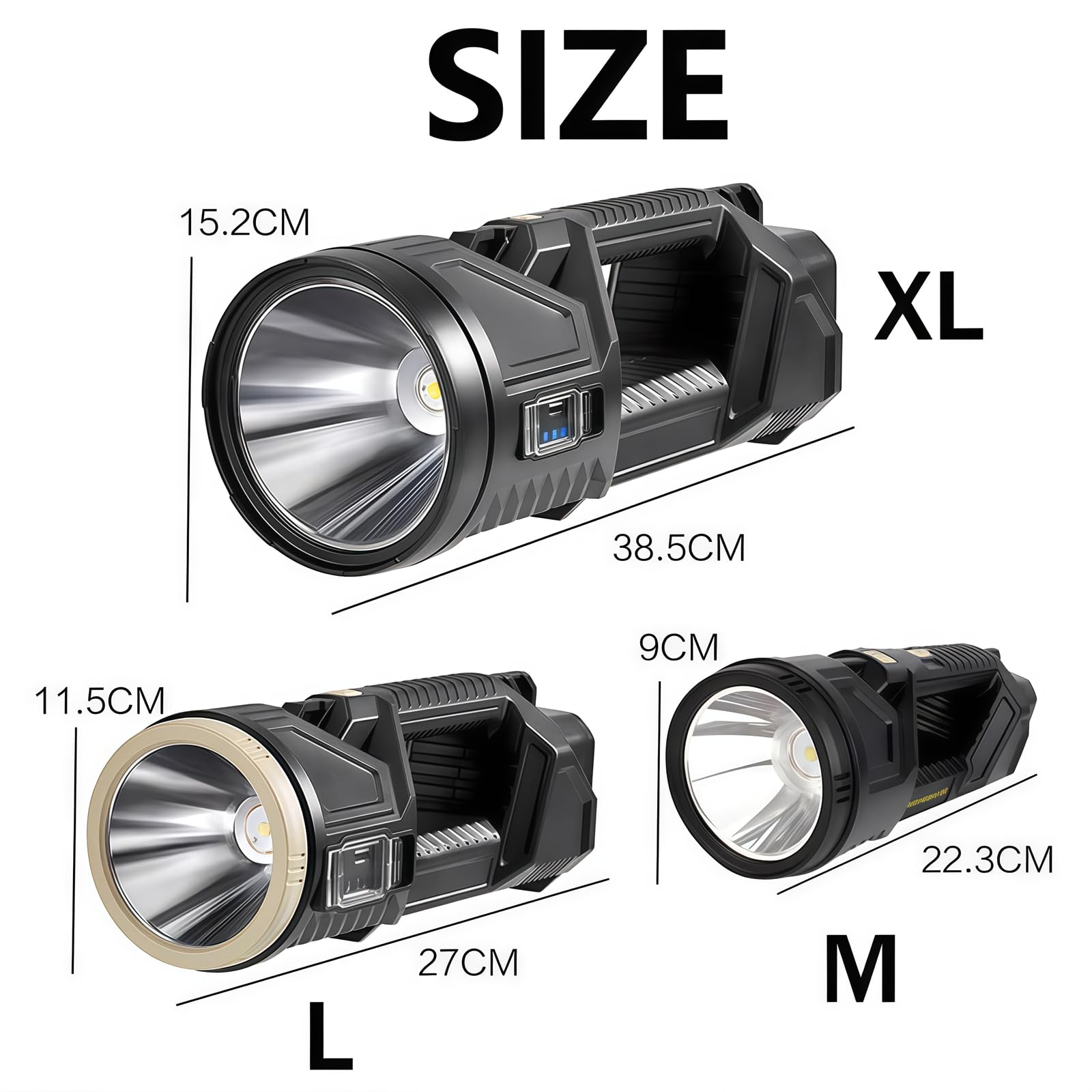 Bibifactory  German 1000000 Lumens Waterproof Spot Lights Handheld Large Searchlight, Repertoireof Flashlight, Super Bright Spotlight Flashlight, Super Bright Outdoor Searchlight (Large)