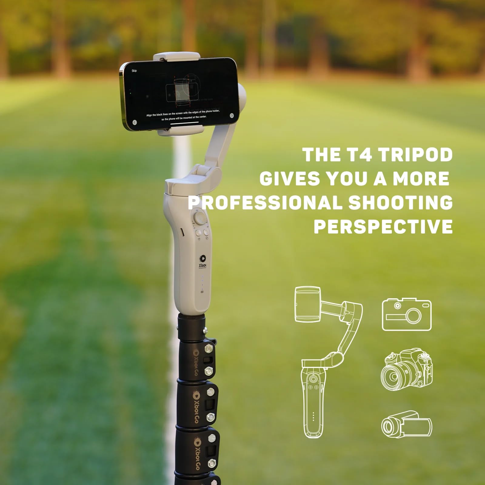Xbotgo T4 Tripod Set, Alloy Structure, Up To 13 Feet, Professional Storage Bag, Non-Slip Feet Wind Resistant, For Soccer/Basketball Games, Built-In Cushion Pad & 1/4" Screw, Dslr Camera