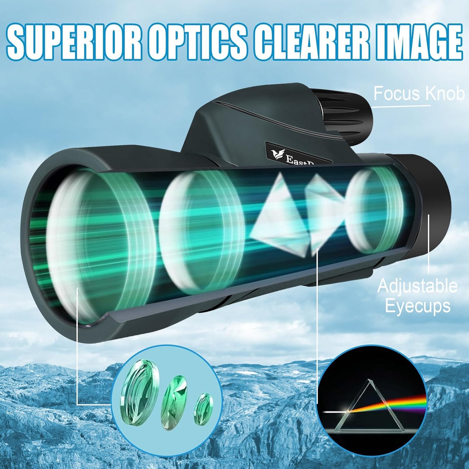 Celticbird Monocular 10X50 High Power Monocular Telescope For Adults With Smartphone Adapter, Fmc Lens & Bak4 Prism, For Bird Watching, Hunting, Hiking, Camping And Concerts