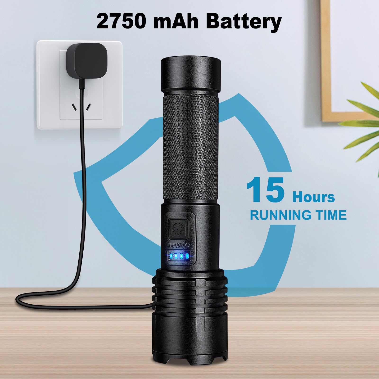 Kingcaesar 3 Pack Rechargeable Flashlights 3000 High Lumens, Super Bright Led Flash Light With 3 Light Modes, High Power Flashlight With Charging Cables, Ipx7 Waterproof For Camping, Outdoor, Home