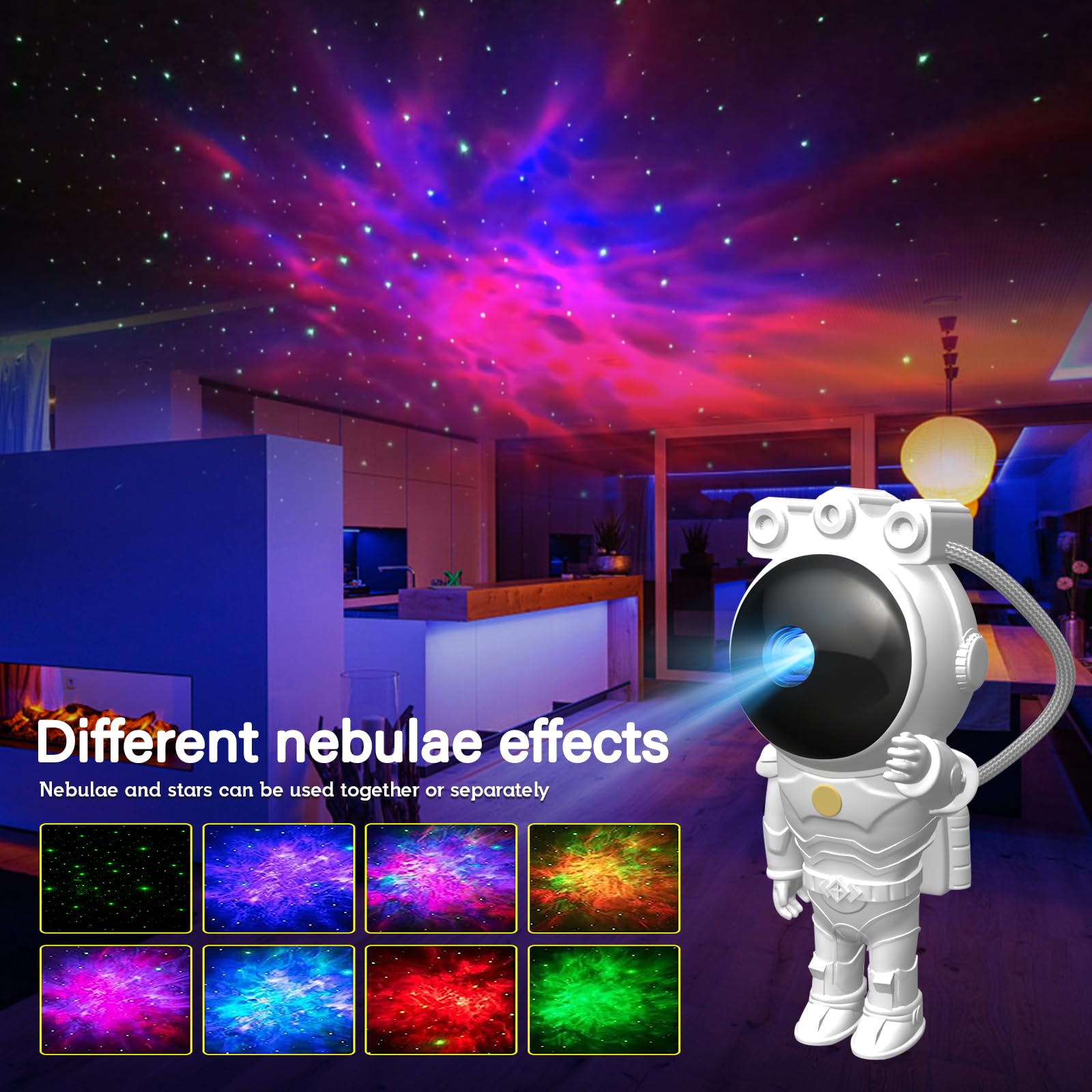 Wiedalk Astronaut Galaxy Projector,Starry Nebula Ceiling Lamp With Timer And Remote, Star Projector For Bedroom,Led Night Light For Kids， For Adults, Christmas, Birthday,Home Decor Aesthetic