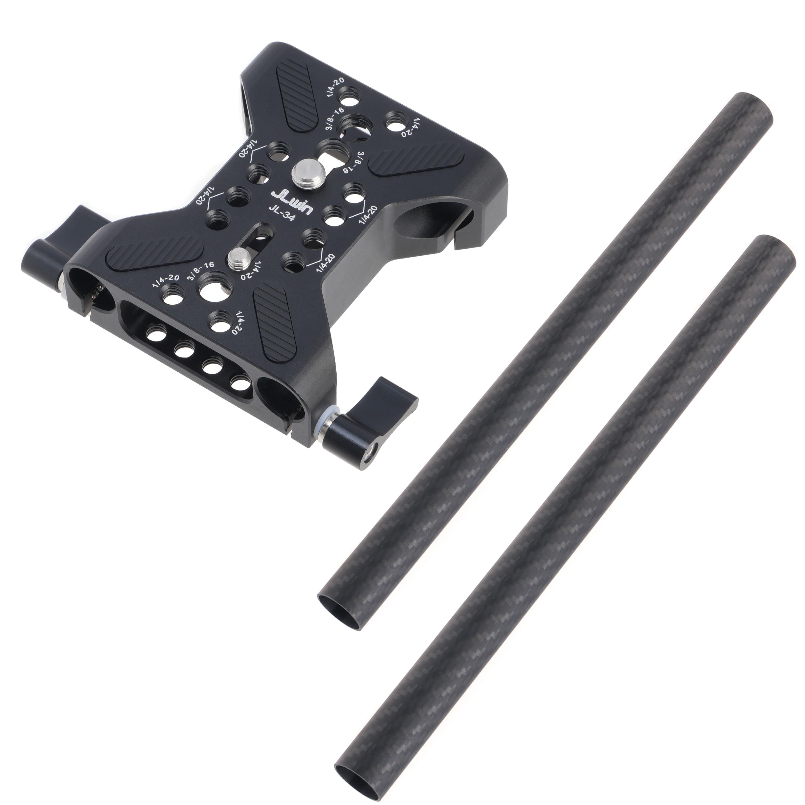 Fotga 15Mm Rail Camera Base Plate With 12Inch Carbon Fiber Rods For Dslr Camera/Cage/Tripod Rig,1/4"-20 3/8"-16 Screw And Holes For Multi-Purpose