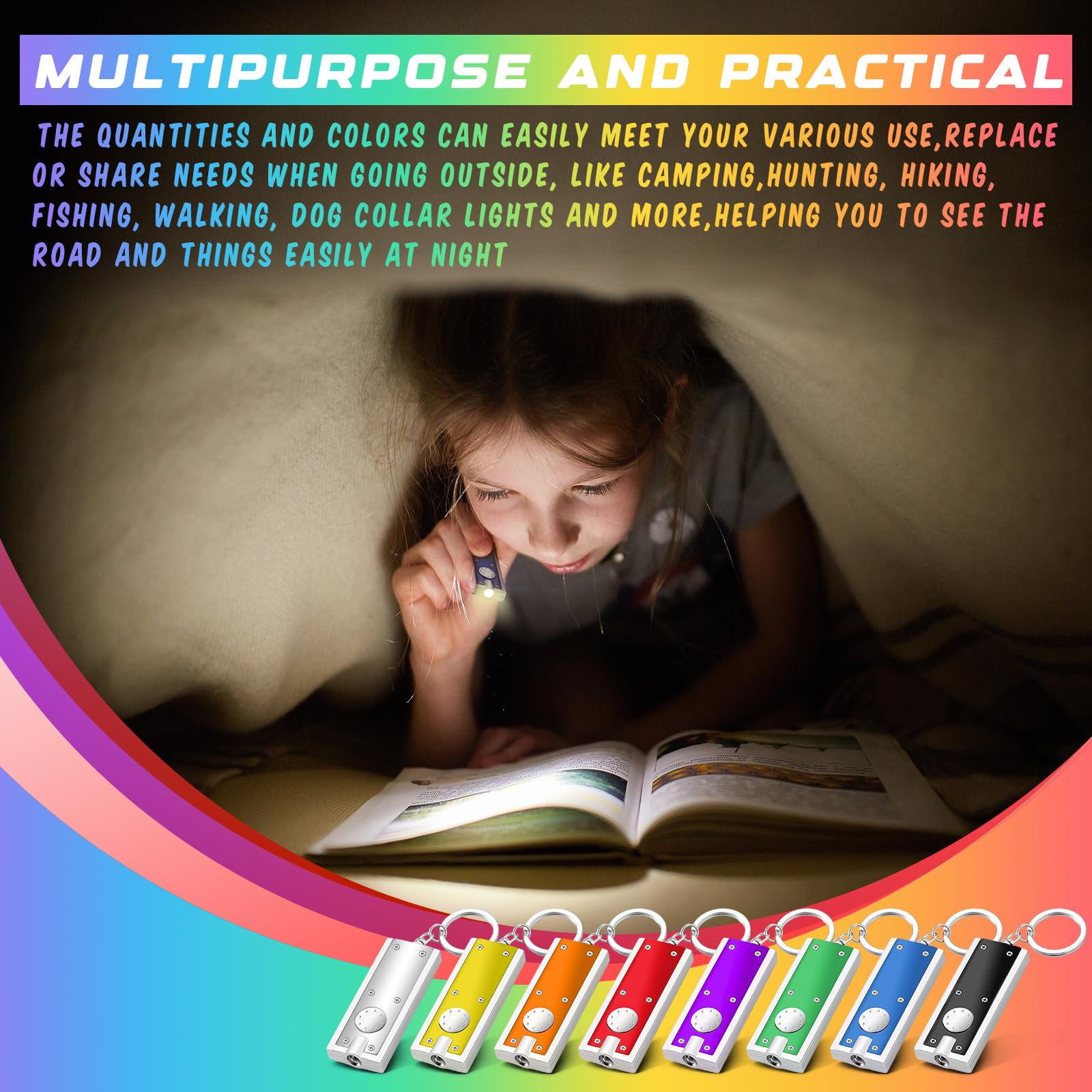 Glooglitter 8 Pcs Mini Keychain Flashlight Led Keychain Light Bulk Small Flashlight For Outdoor Camping Hiking Equipment And Emergency (Multicolor)