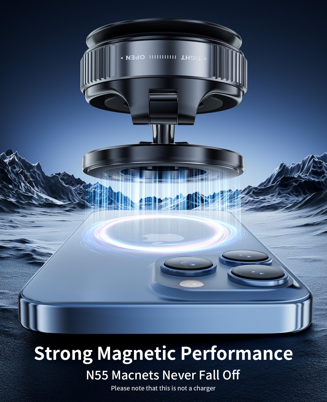 Dkgeveao Vacuum Magnetic Phone Holder For Car,Suction Cup Phone Mount,Foldable Vacuum Magnetic Phones Stand,Magnet Car Mount For All Smartphones & All Vehicle & Gym/Bathroom Mirror