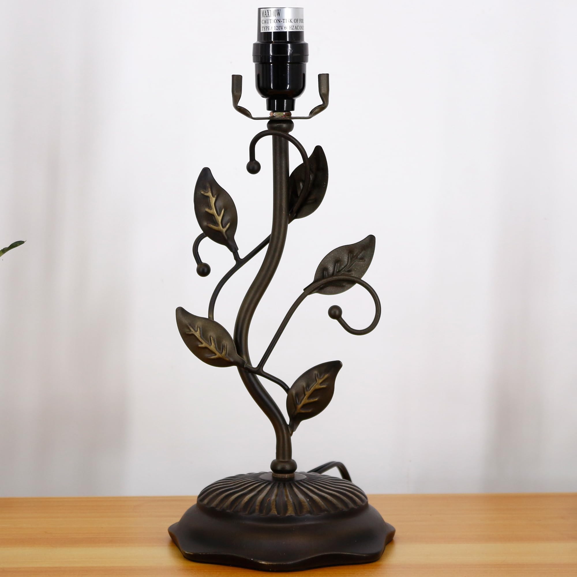 L-Juicwe Farmhouse Table Lamp Antique Resin Metal Leaf Base Traditional Rustic Mid-Century Desk Lamp 22.5 Inch Tall For Living Room Office Bedroom