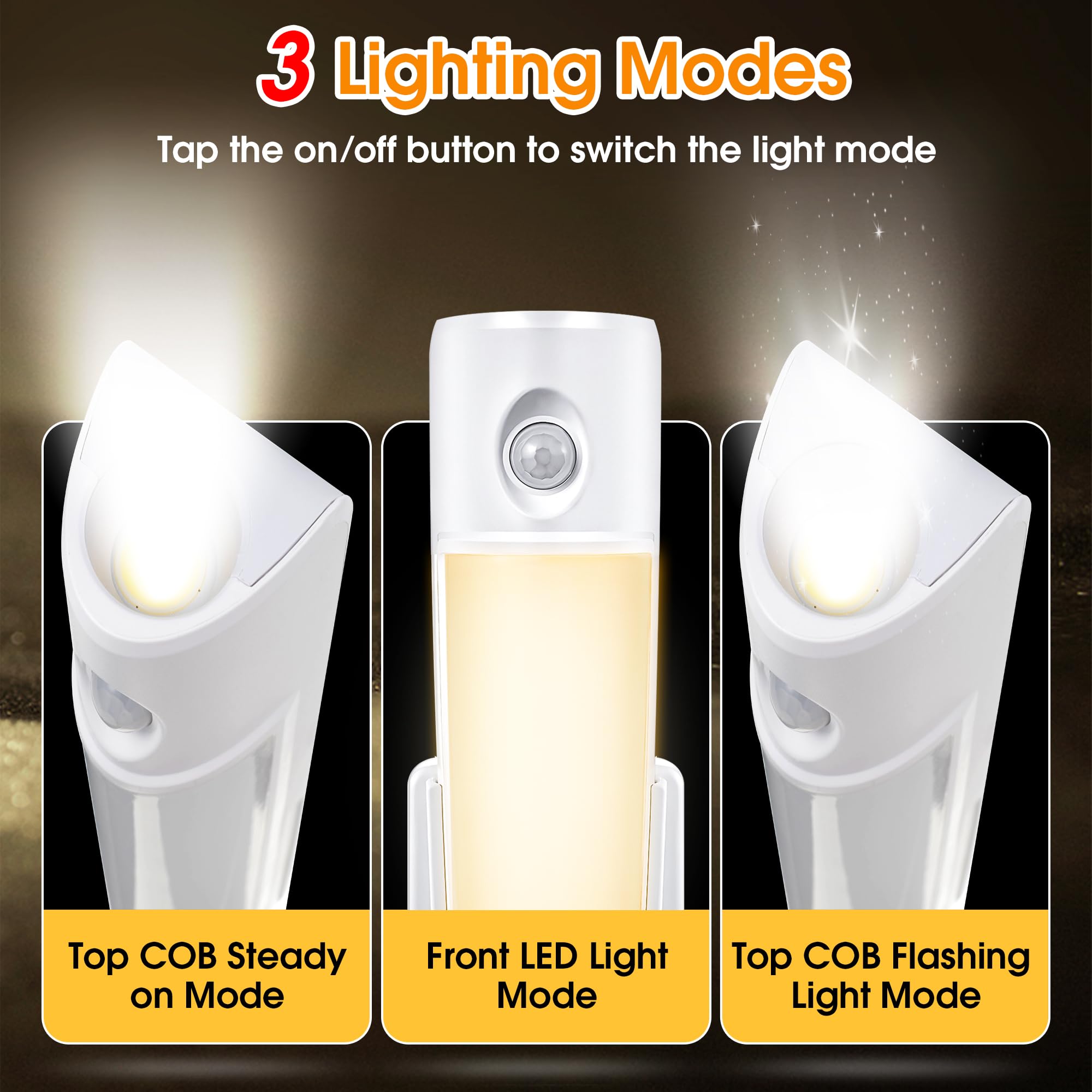 Enhon 4 In 1 Led Rechargeable Plug In Flashlights, 3 Pack Led Emergency Lights For Home, Power Failure Night Light With Motion Sensor, Portable Power Outage Light For Home Bedroom(6 Pack)