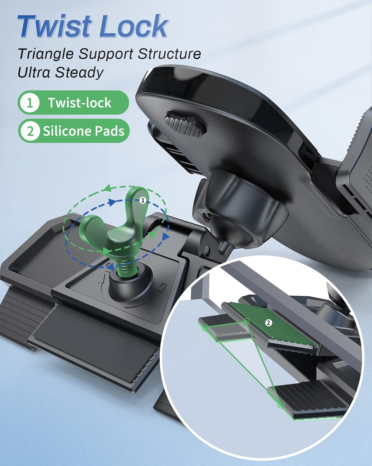 Oqtiq Cd Phone Holder For Car - One Touch Release, 360° Viewing, Universally Compatible With Iphone & Android, Cd Player Phone Mount & Air Vent Clip Included