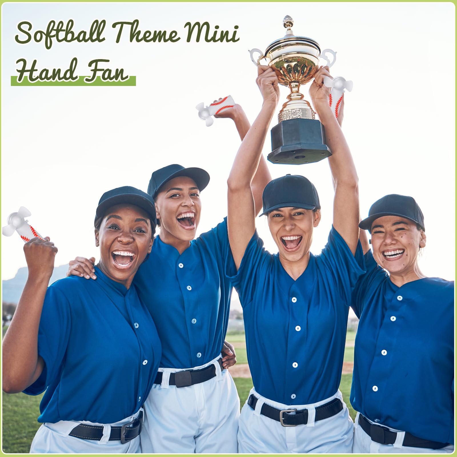 Riakrum 12 Pcs Mini Baseball Electric Portable Fan Bulk With Lanyards Powerful Personal Baseball