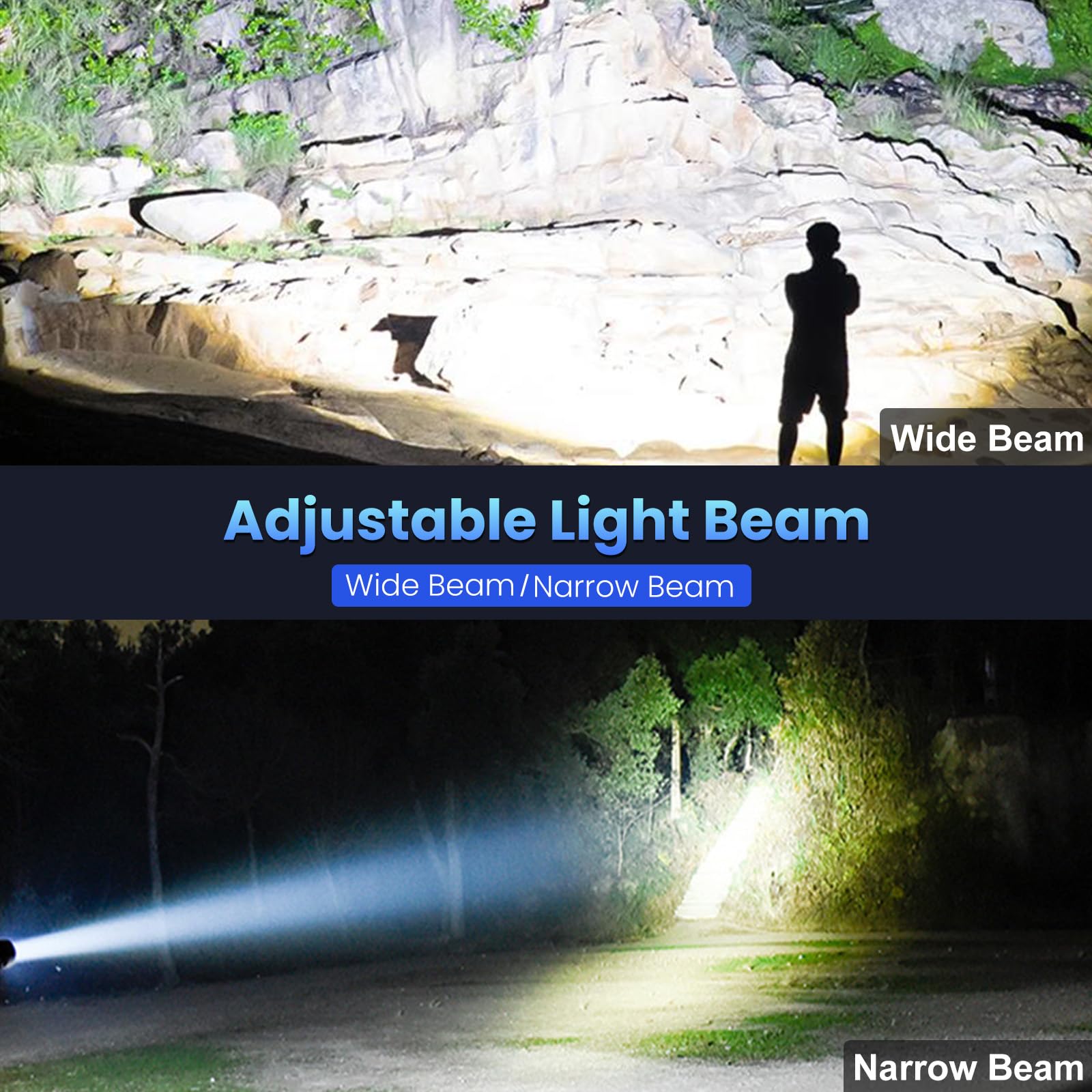 Auraseason 2 Pack Rechargeable Led Flashlights High Lumens, 990,000Lm Super Bright Flashlight, Adjustable Powerful Flash Light With 7 Modes & Cob Light, Ipx7 Waterproof Handheld Flashlight For Home Camping