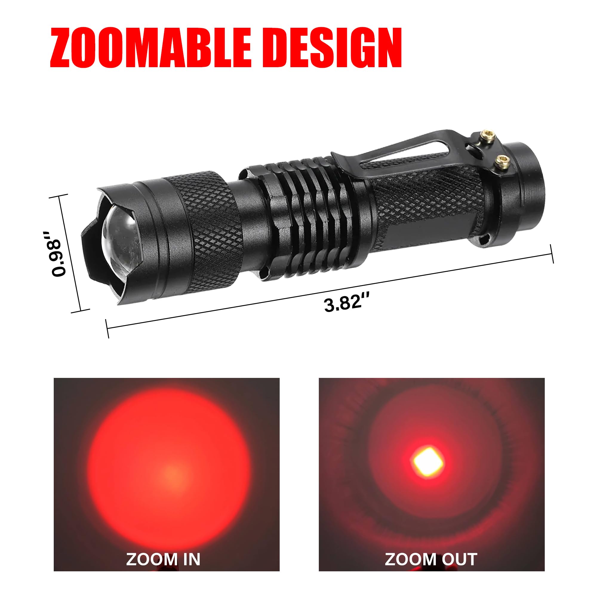 Souyos Ultra-Low Lumen Red Flashlight For Astronomy & Night Vision - Zoomable,Single Mode, Aa Battery Operated, Portable Pocket Size (Batteries Not Included) (3)