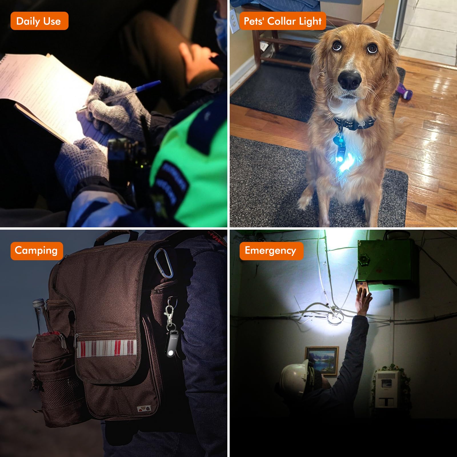 Brinyte A02 Mini Edc Keychain Flashlight Rechargeable Usb-C Led Key Chain Light 125 Lumens Bright Tiny Flat Pocket Keyring Light For Camping Hiking Dog Walking Emergency Home Power Outage