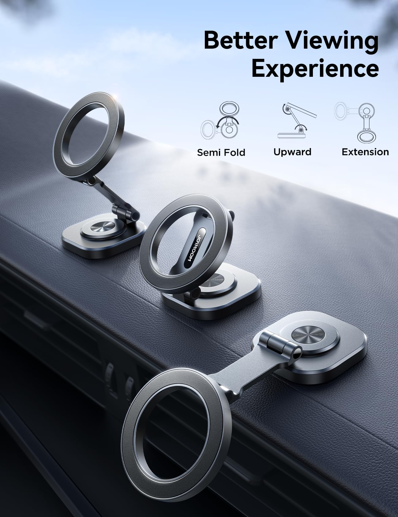 Joyroom Magsafe Car Mount, 360 Rotation & Strong Magnet, All-Metal Ultra Magnetic Phone Holder, Fits Iphone 16/16 Pro/16 Pro Max 15 & Magsafe Case, Space Gray