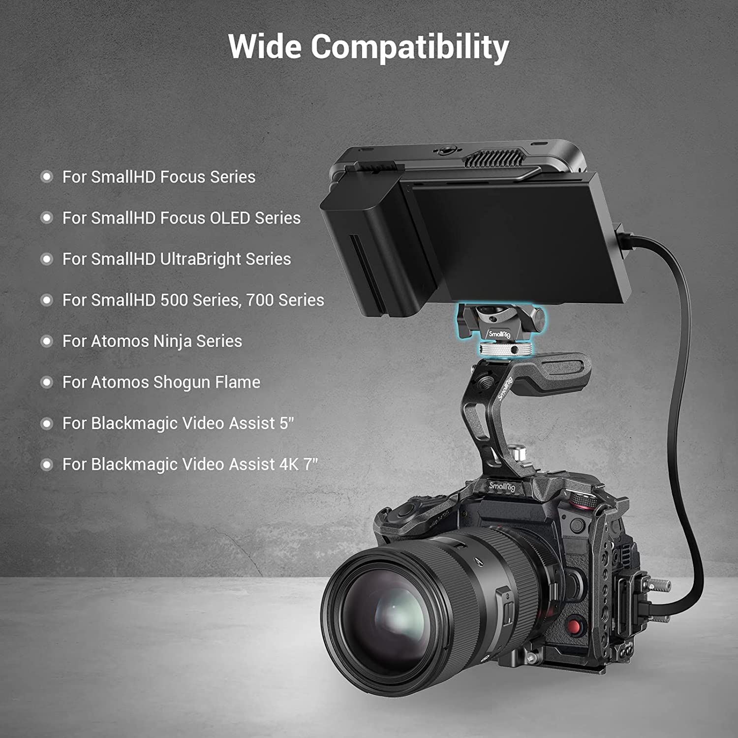 Smallrig Mini Side Handle Kit, With Field Monitor Mount Monitor Holder Swivel And Tilt Adjustable