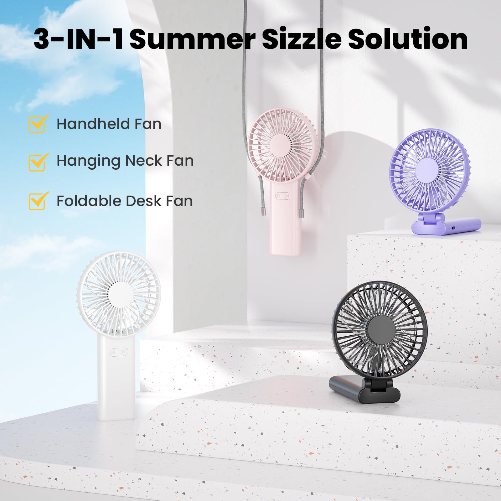 Handfan Ultra-Thin & Lightweight Handheld Fan (0.5In,0.3Lb), 5 Speeds Portable Hand Held Fan Usb