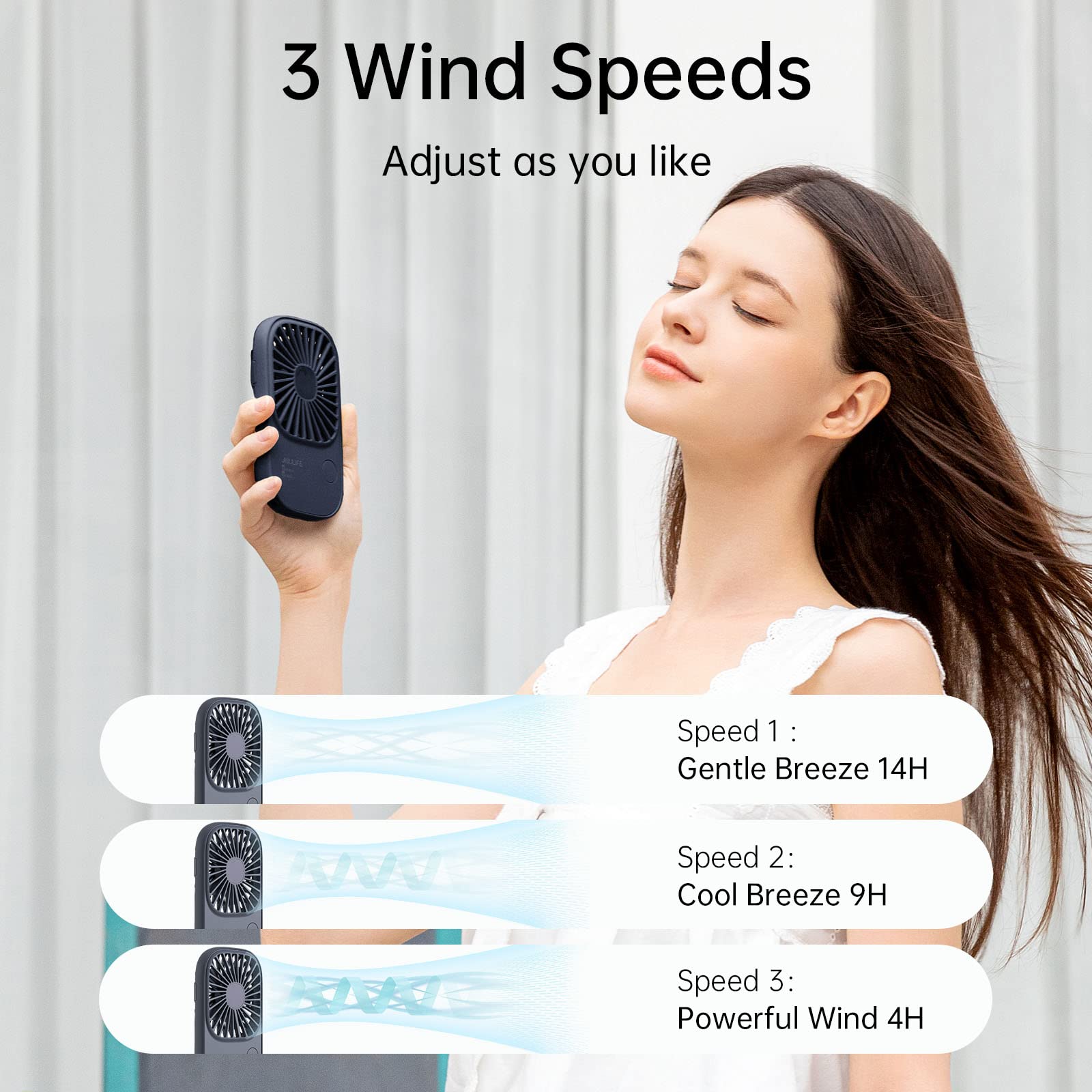 Jisulife Handheld Mini Lash Fan With Bracket, Small Portable Usb Rechargeable Personal Makeup