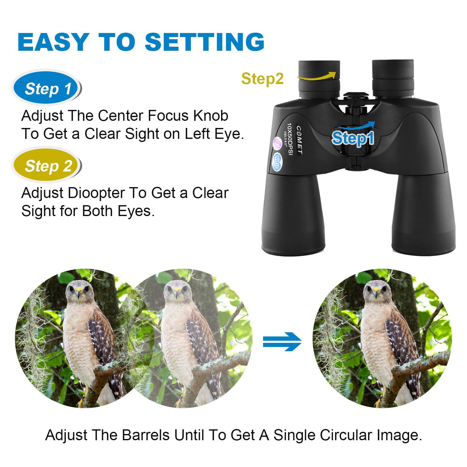 Nvshen Bak4 Prism Binoculars - 10X50, Night Vision, Waterproof, Adults Bird Watching Travel Concert - Fmc Lens, Case And Strap