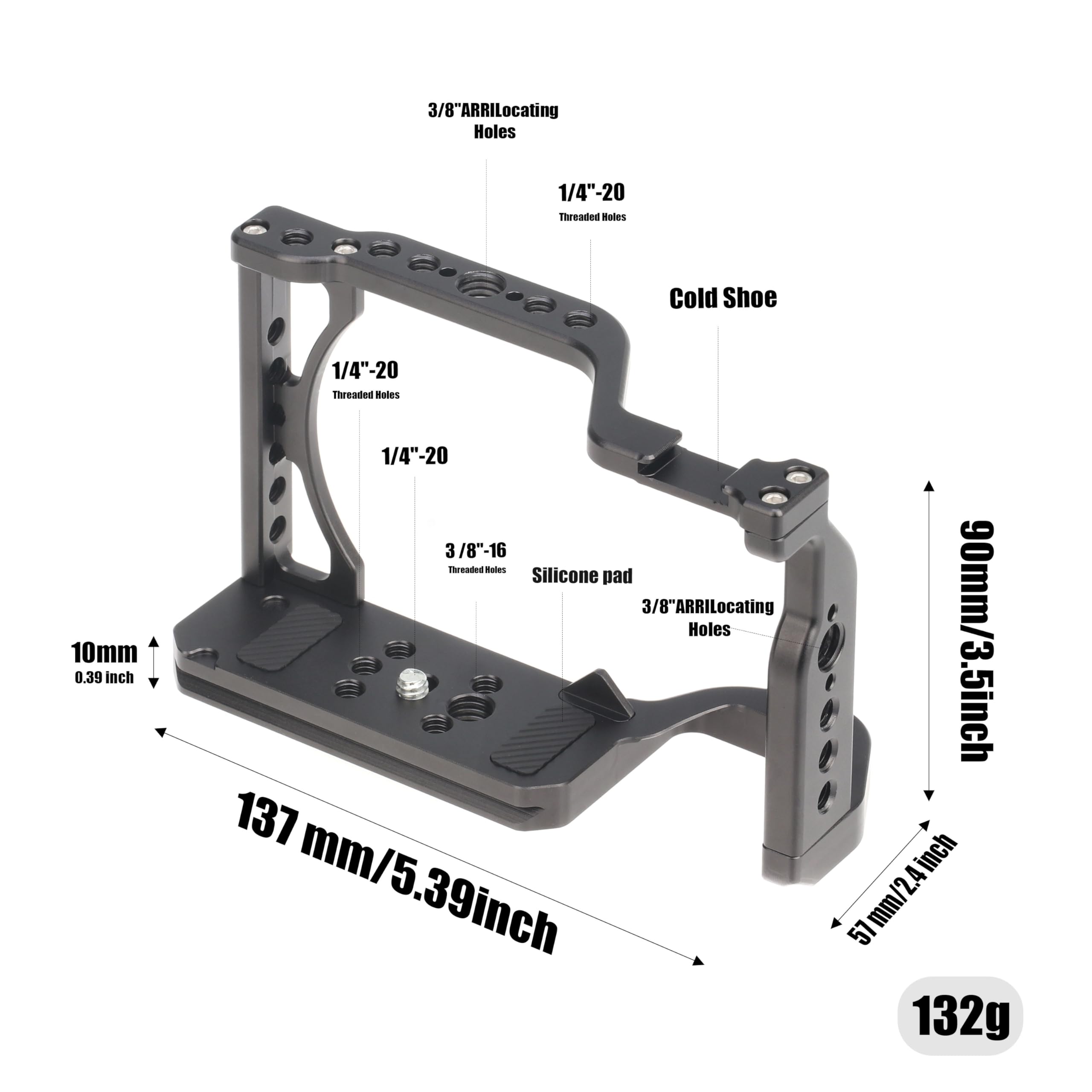 Hersmay A6700 Camera Cage Video Stabilizer With Top Handle For Sony A6700 Camera Cage Accessories Dslr Rig With Cold Shoe,Handle Locating Holes,Multiple 1/4" 3/8" Screw Holes