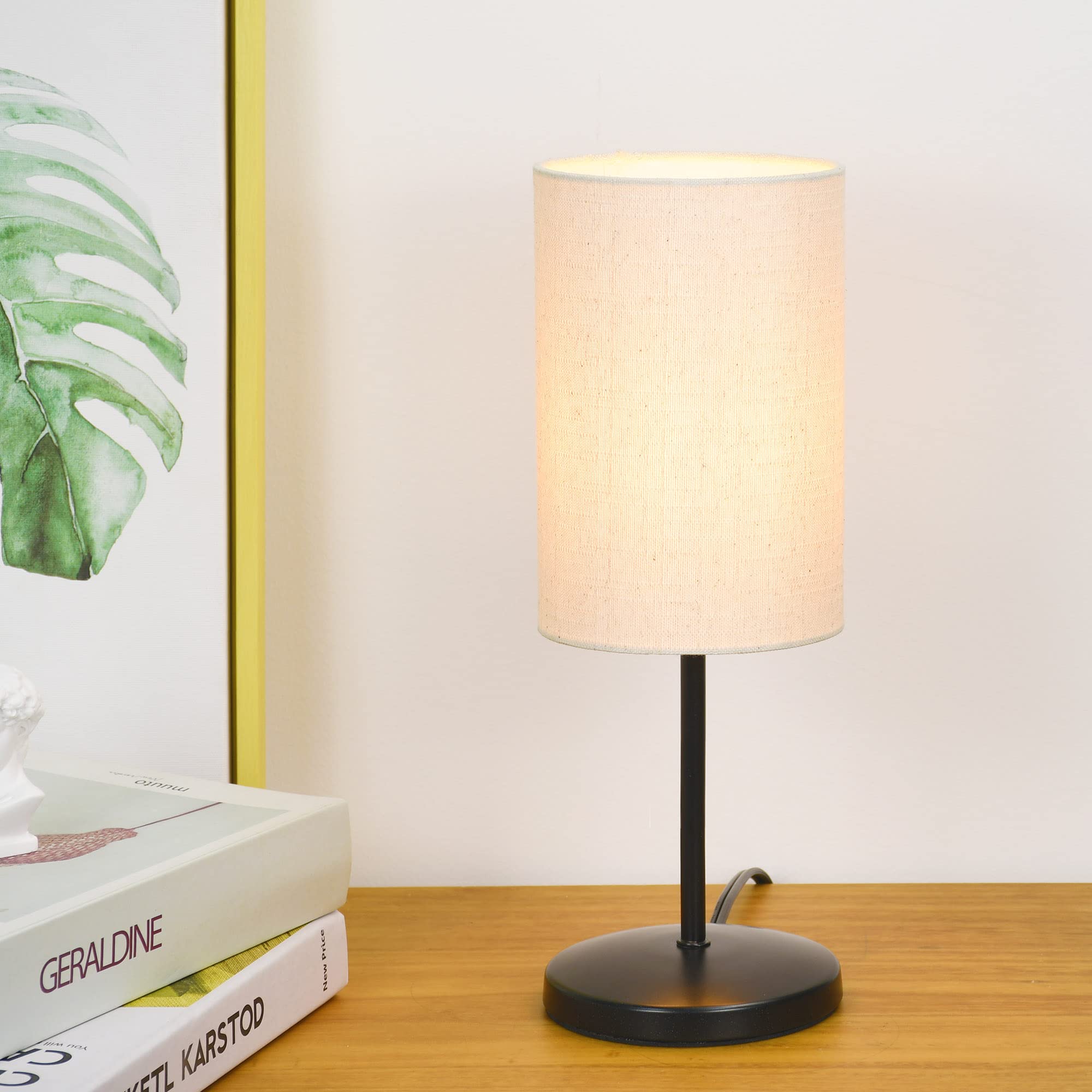 Lampwell Alee Small Table Lamp For Living Room,Set Of 2,Modern Kids Night Table Lamp,Φ4.33×H12.21In,Bulb Excluded,Black
