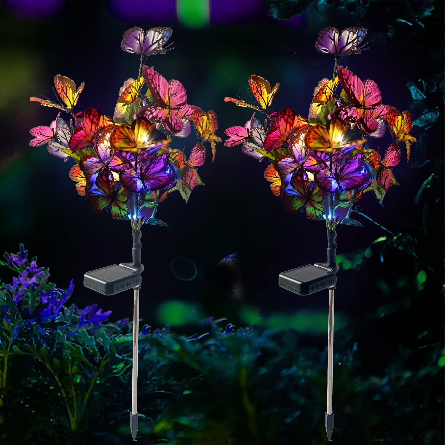 Igrark Solar Lights Outdoor Garden Butterfly Decorative Solar Stake Lights With Butterflies 2 Pack Decor Powered Waterproof For Garden Yard Pathway