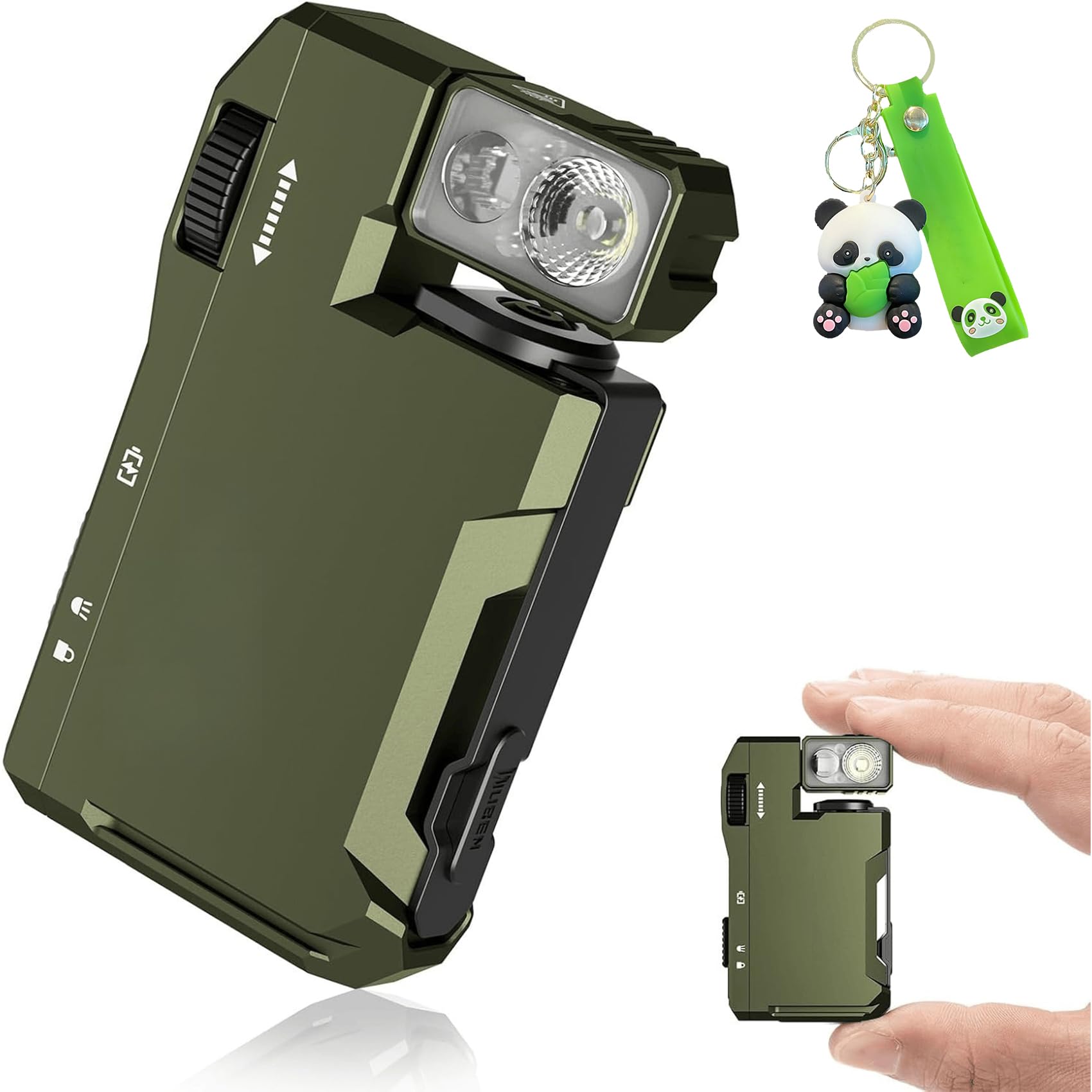 Dilaoga G5 Rechargeable Edc Flashlight, 400 Lumens, Magnetic Mini Pocket-Sized Led Light With 180° Rotation Rgb Dual Light, 1.47×2.44 Inch, For Outdoor, Emergency & Daily Carry, Green (Green)