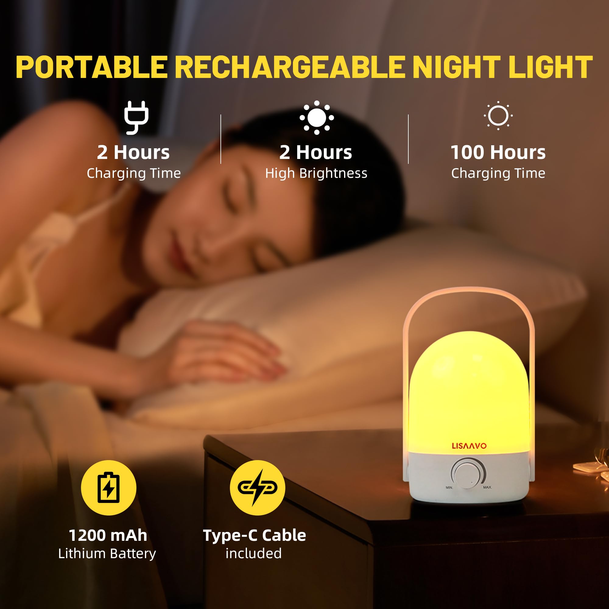 Lisaavo Table Lamp 1200Mah Bedroom Lamps Rechargeable Camping Light Outdoor Lighting Power Outage Small Lamps For Small Spaces,White