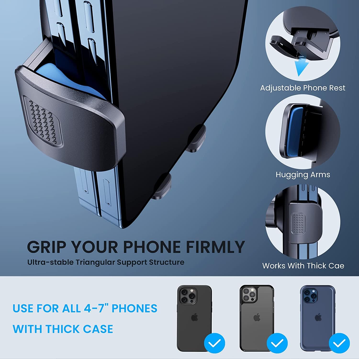 Ticilfo Phone Mount For Car Phone Holder Mount  Metal Cd Slot Phone Holder Car Cell Phone Holder Thick Cases Friendly Iphone Holder For Car Mount For Cd Player Fit For All Iphone Smartphone