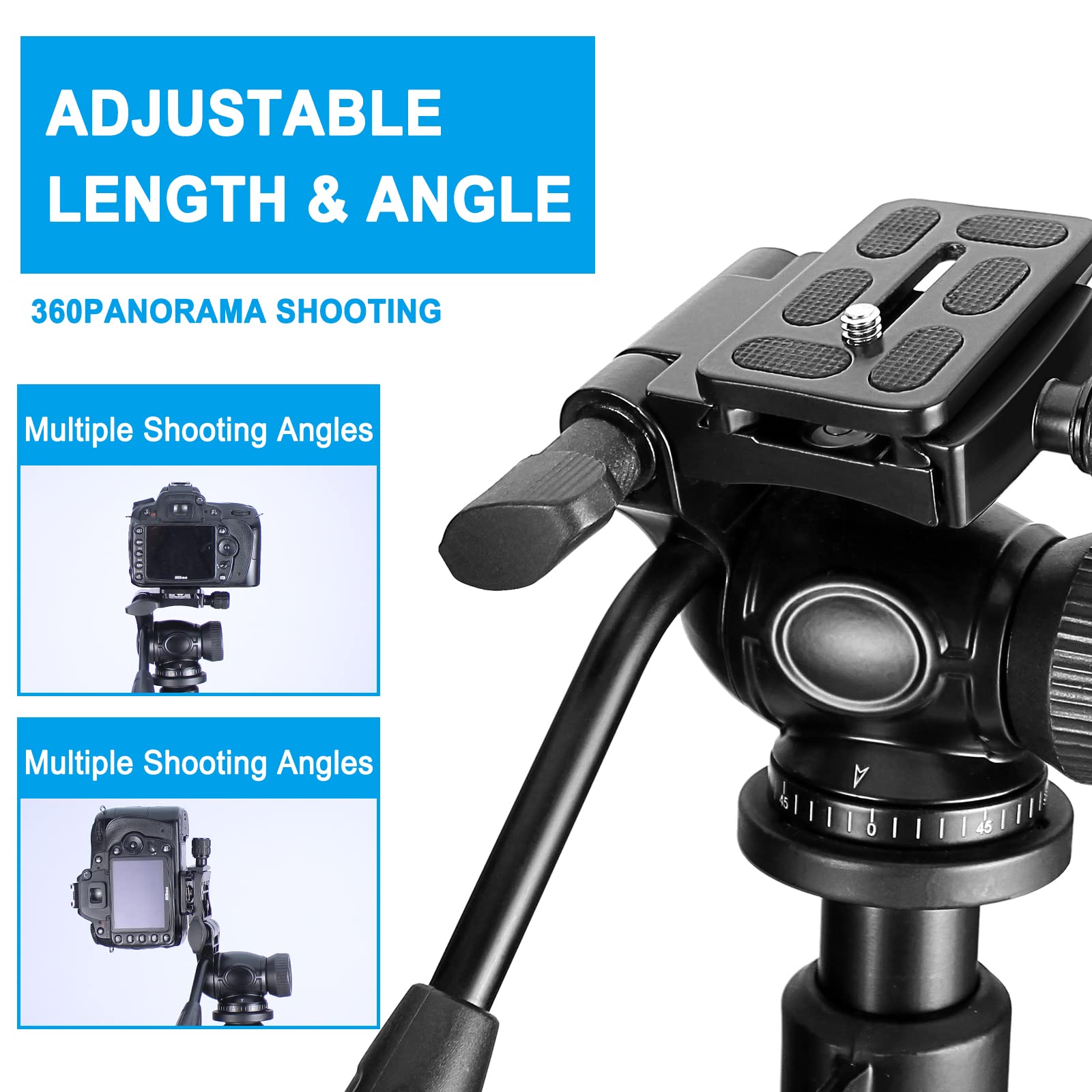 Celticbird 64.5 Inch Travel Portable Tripod- Compatible With Slr Cameras, Cell Phones, Binoculars, Spotting Scopes, Monoculars
