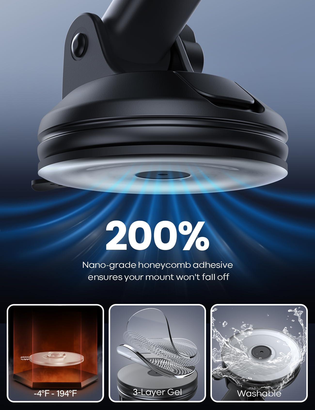 Lamicall Car Phone Holder - [Strongest Military-Grade Suction Cup] 360° Rotation Phone Holders For Your Car Quick Release Adjustable Car Phone Mount Dashboard For Iphone 16 Galaxy Smartphone Truck