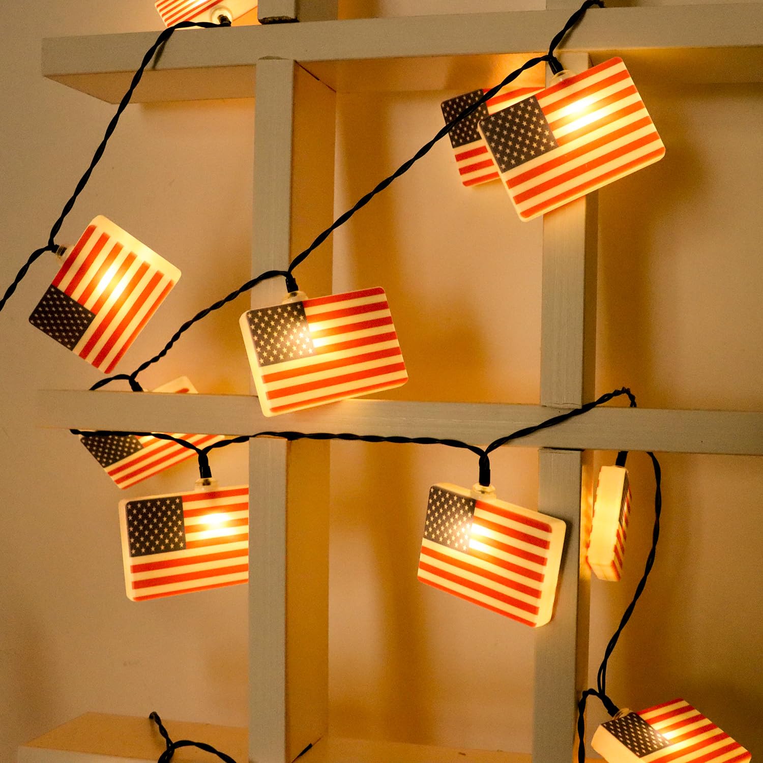 Hugsvik 4Th Of July Decorations- 30 Big American Flag Solar String Lights, Wateproof 4Th Of July Outdoor Lights, Us Flag Patriotic Lights For July 4Th, Christmas In July, Memorial Day Decorations