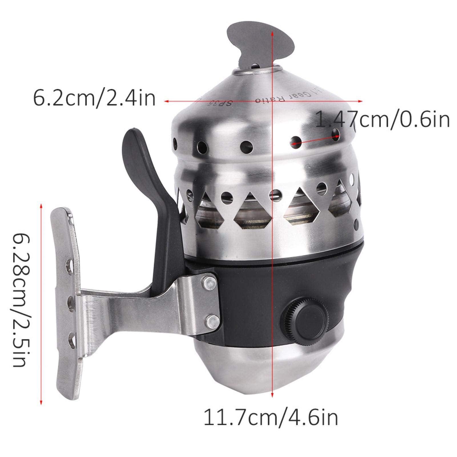 Oukens Fishing Reel, 15Lb Metal Stainless Steel Archery Shooting Fishing Lure Reel 6+1Bb Hand Brake Winding Displacement Fish Line Wheel Accessory
