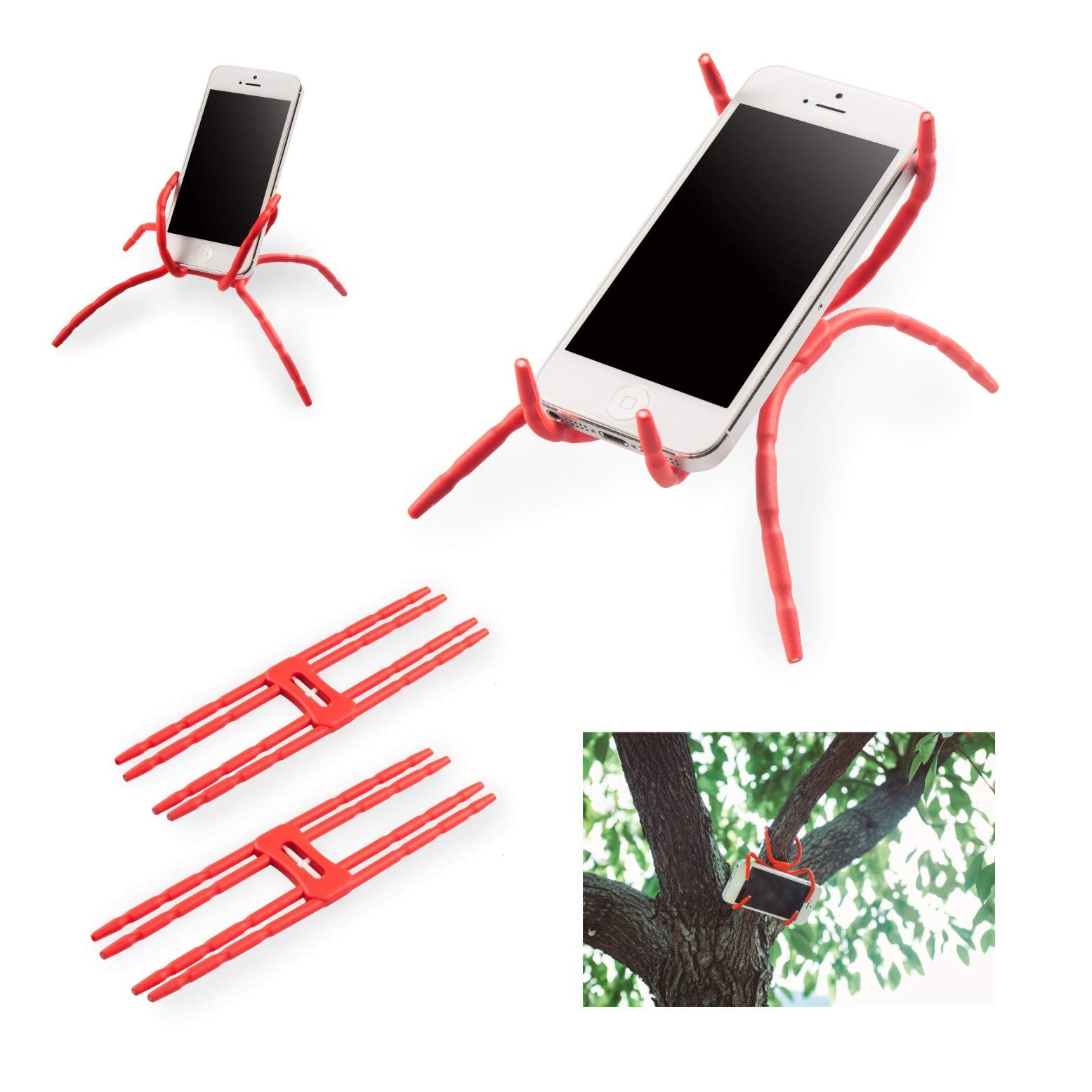 Hpow Universal Multi-Function Flexible Grip Car Phone Holder Mount Stand For Smartphone(Red)