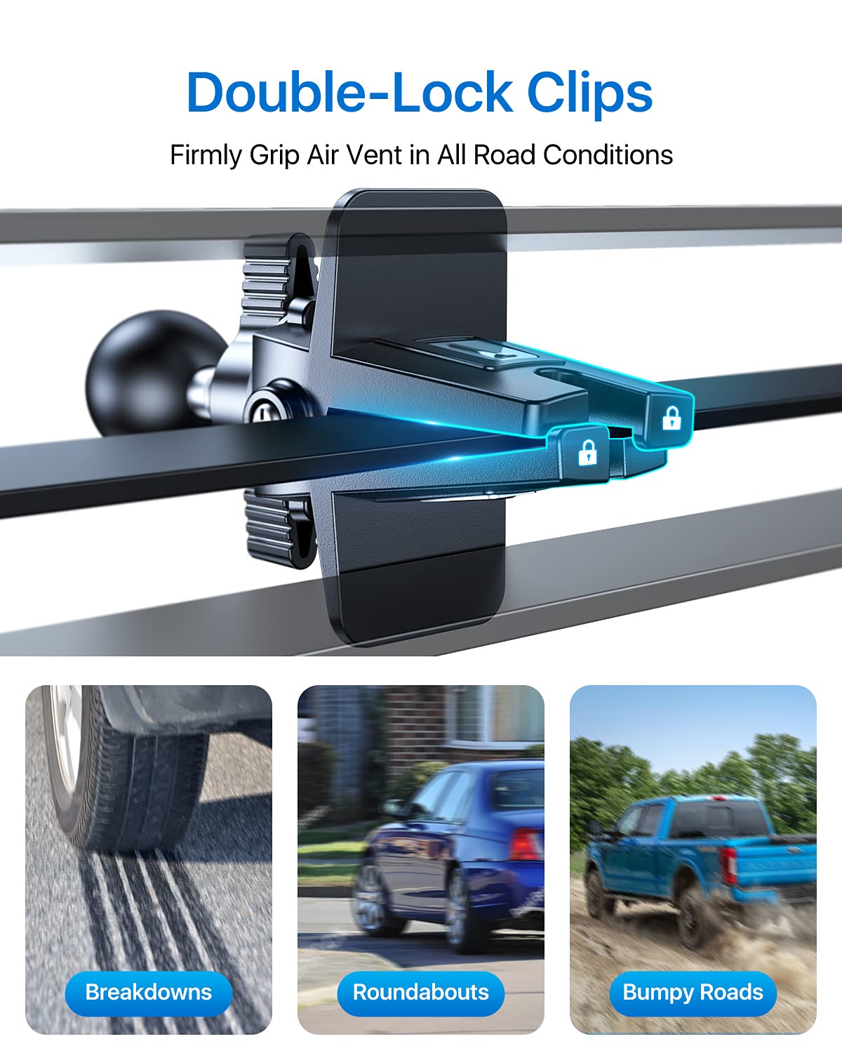 Andobil   Car Phone Holder Mount For Vent, Military Sturdy Metal Clip Air Vent Phone Holder For Your Car Easy Used Cell Phone Car Mount For Iphone 16 15 14 13 12 Pro Max Samsung S25 S24