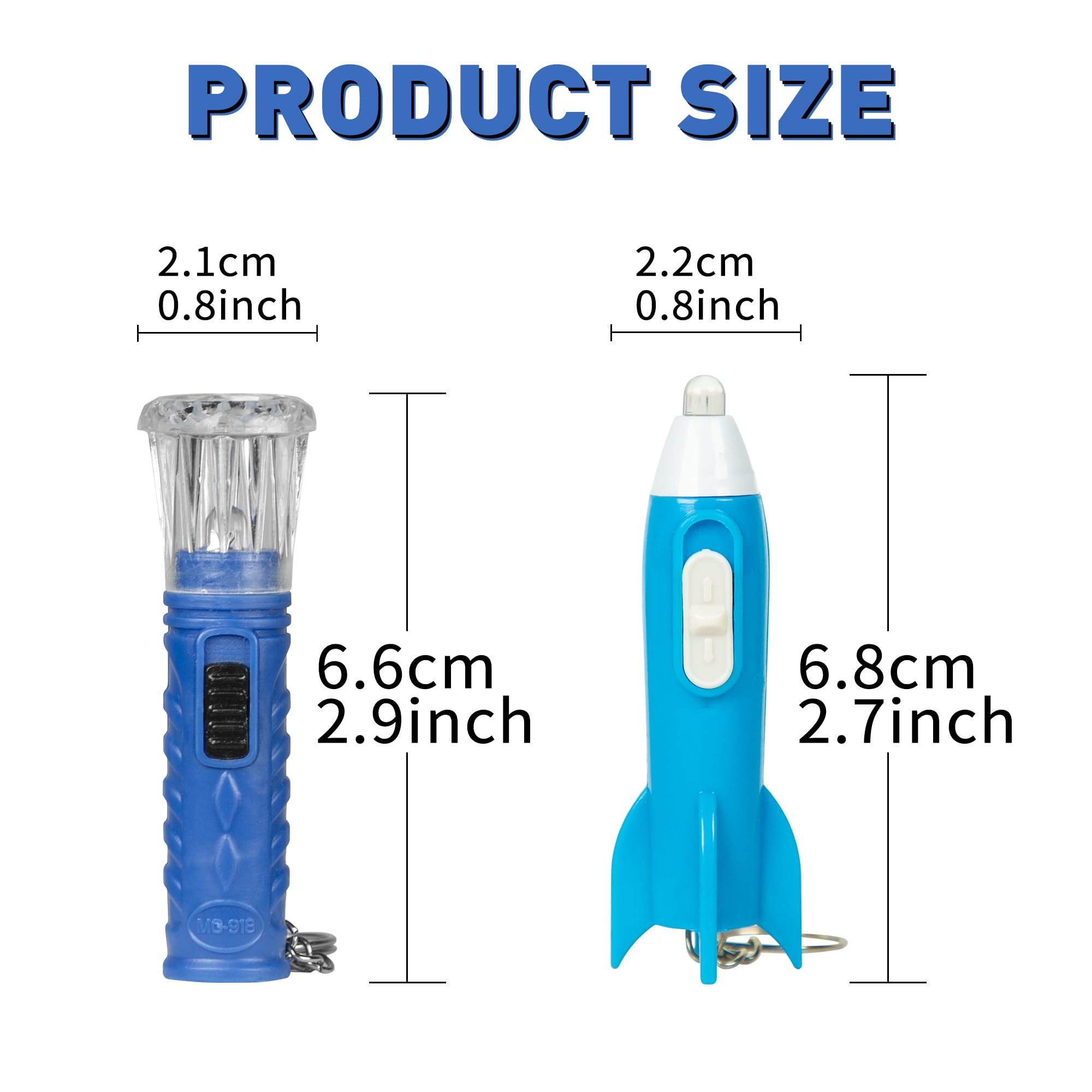 Proloso 100Pcs Mini Flashlights For Camping Hiking Cute Rocket Torch Keychains Assorted Miniature Lights Keyrings Kids Space Themed Astronaut Glow In The Dark Party Favors Goody Bag Fillers