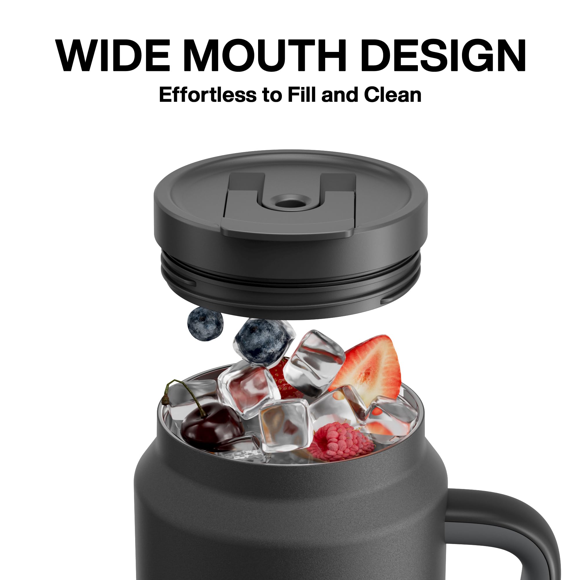 50 Oz Tumbler With Handle And Straw, 100% Leak-Proof Insulated Cup Large Water Bottle With 2-In-1 L