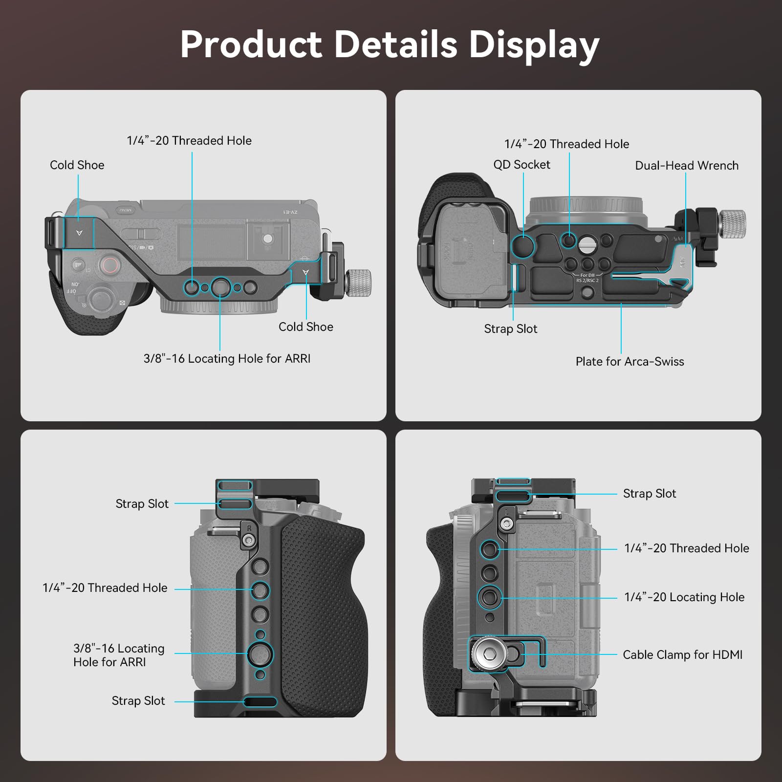 Smallrig Zv-E1 Cage Kit And Quick Release Rotating Side Handle With Integrated Nato Rail