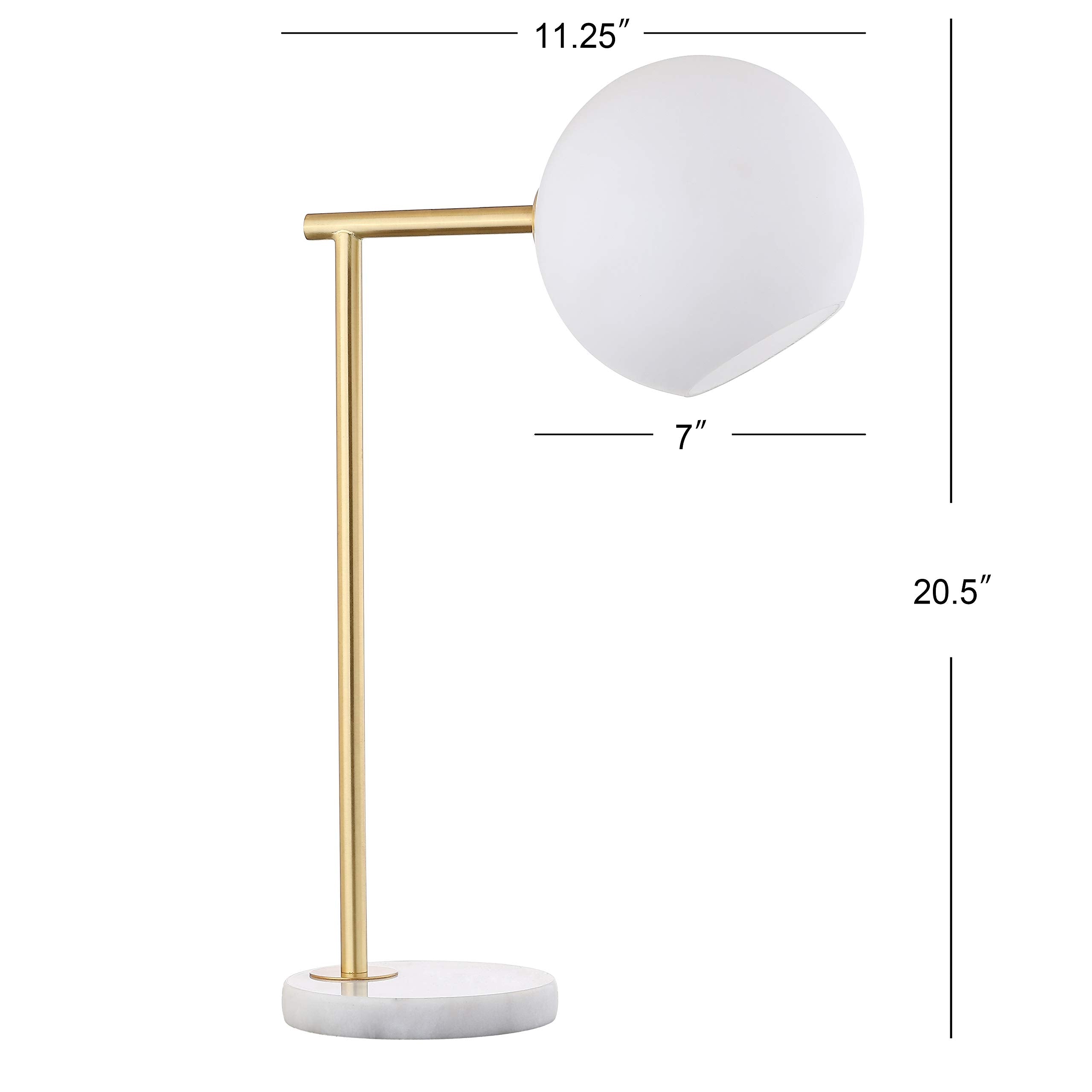 Jonathan Y Jyl1000A Charles 20.5" Metal/Marble Led Table Lamp Contemporary Modern Bedside Desk Nightstand Lamp For Bedroom Living Room Office College Bookcase Led Bulb Included, Gold/White