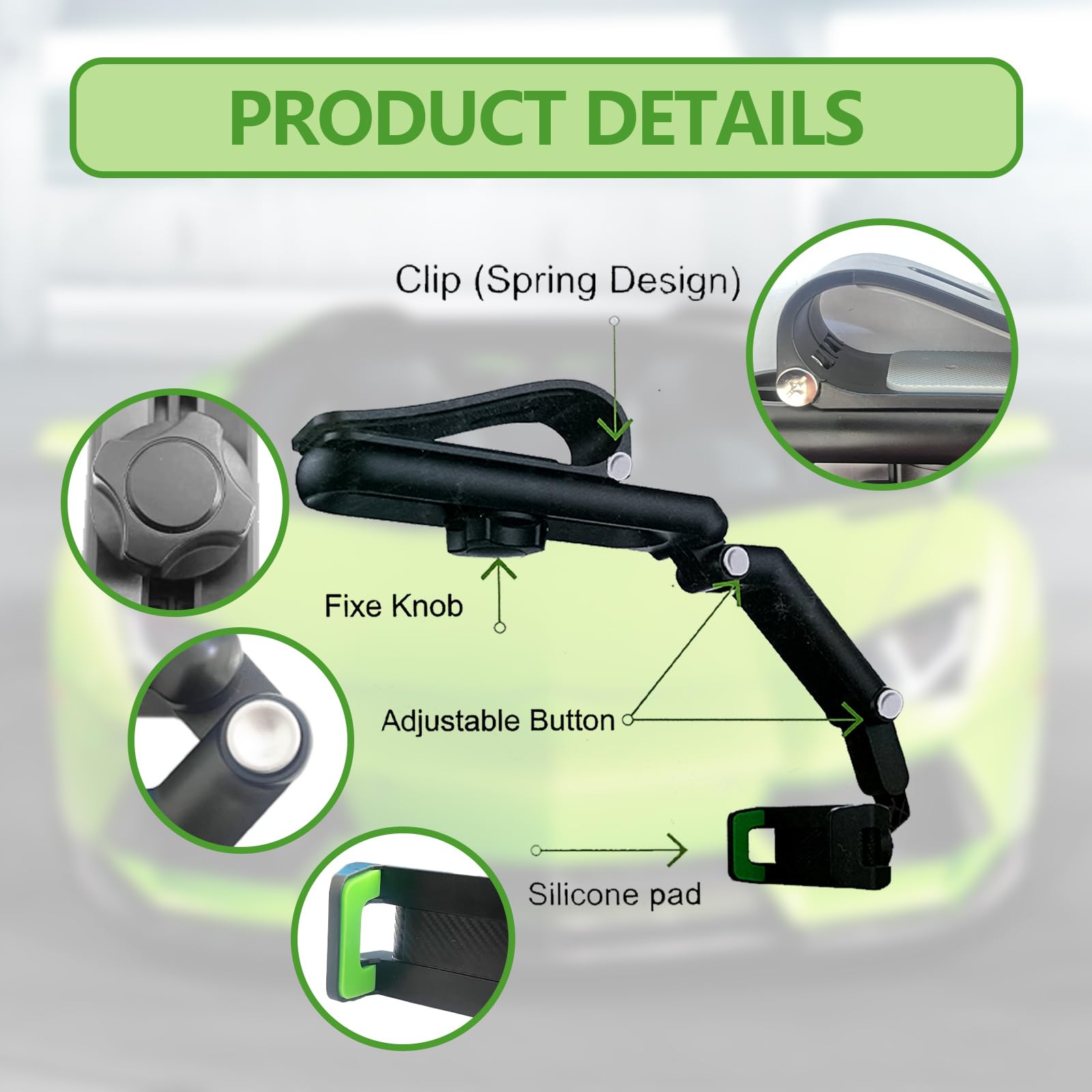 Pleoos Sun Visor Car Phone Holder, 360° Rearview Phone Holder For Car Sun Visor, Retractable Car Phone Mount Compatible With Iphone/Android/Samsung