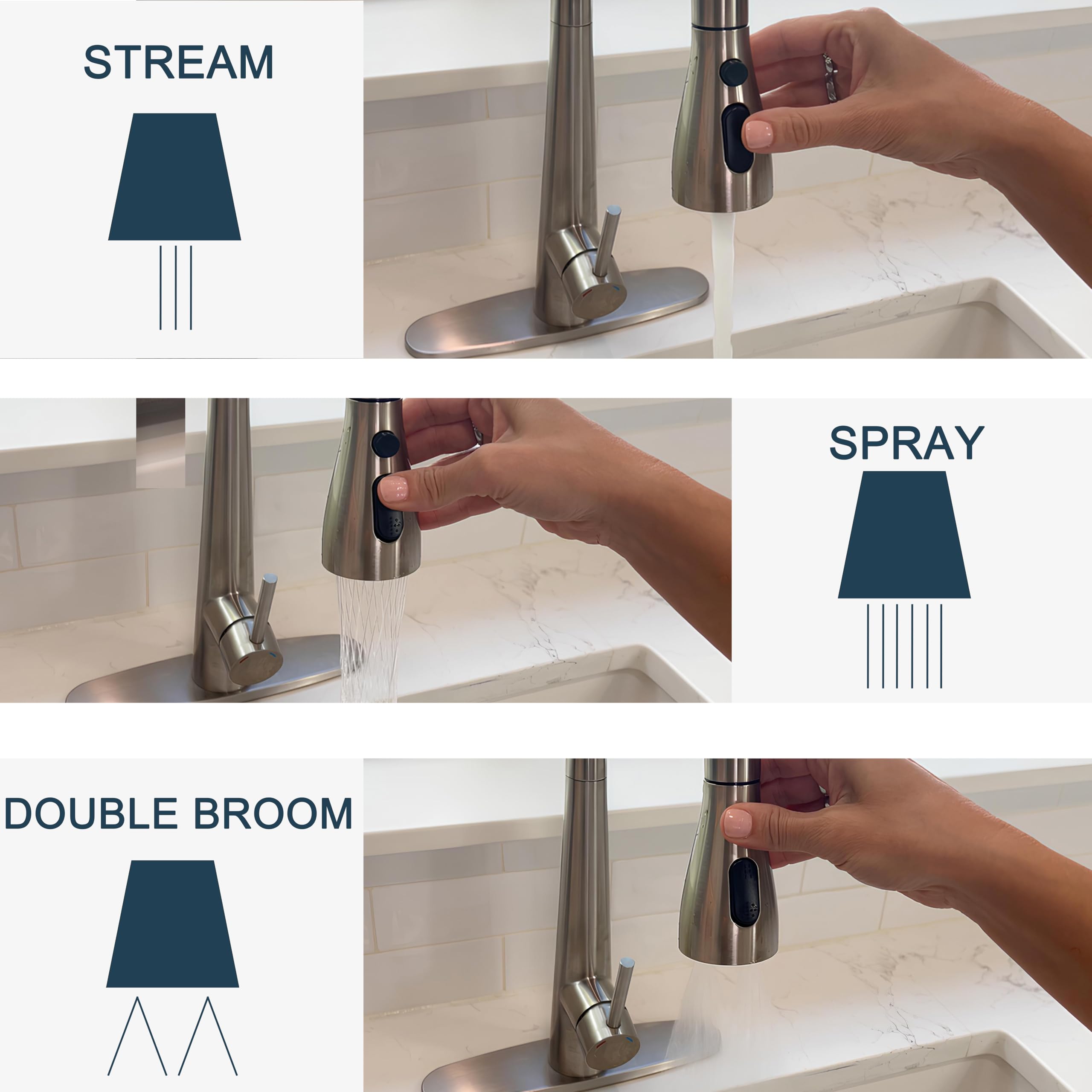 Puretap Brushed Nickel Kitchen Faucet, 18-Inch High Arc Kitchen Faucets With Pull Down Sprayer, Kitchen Sink Faucet, Faucet For Kitchen Sink Spray Head