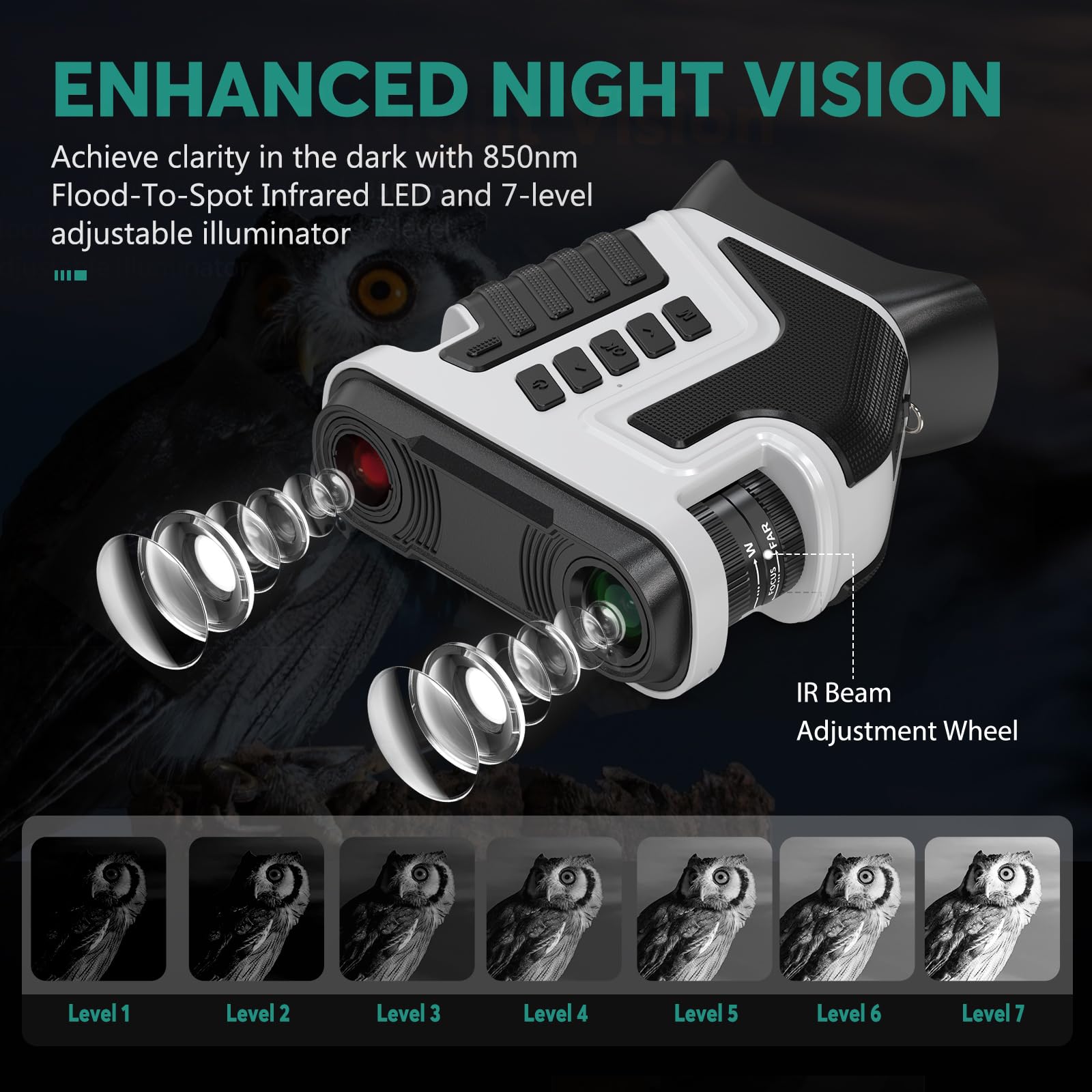 Leedeer Night Vision Binoculars Goggles Camera 4K For Adults With10X Optical Zoom, 1300Ft Range, Rechargeable, 3" Color Screen And 32Gb Tf Card (White And Black)