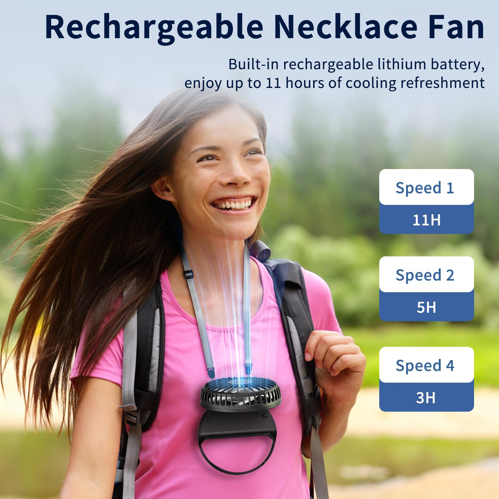 Handfan Handheld Mini Fan Rechargeable, Personal Necklace Fan, 3 In 1 Hand Fans, Small Pocket Fans