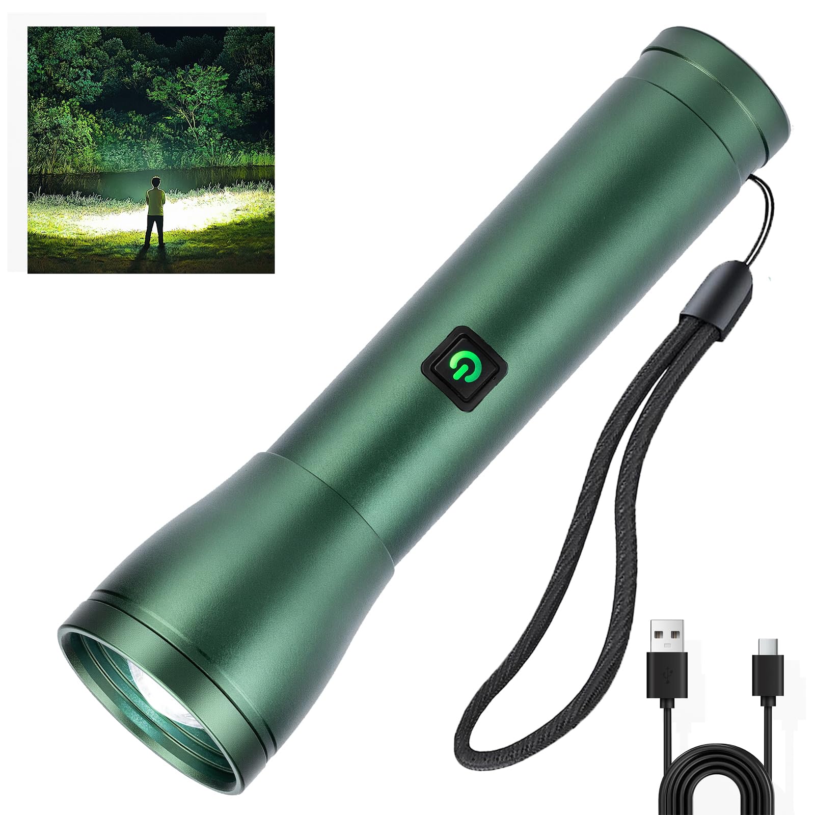 Sogidon Flashlights High Lumens Rechargeable, 1,200,000 Lumens Super Bright Wider Beam Led Tactical Handheld Flash Light With 3 Modes, Usb C, Zoomable Beam, Ip76 Waterproof