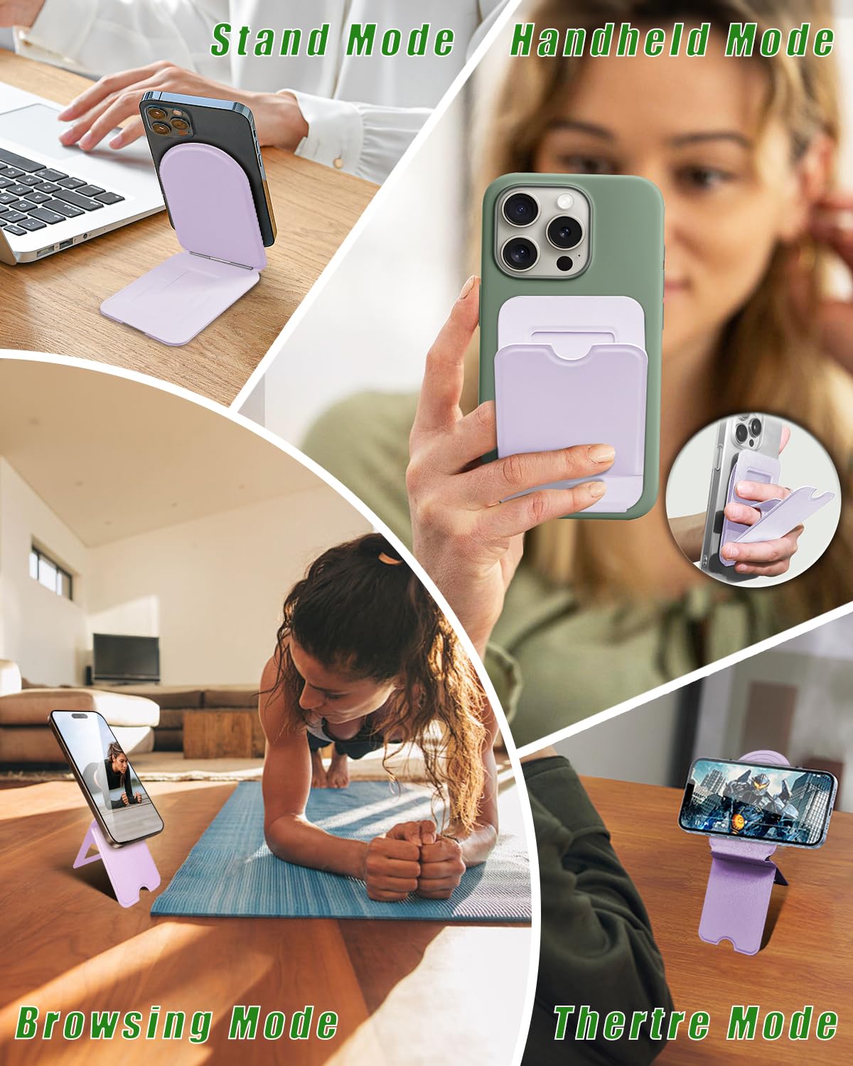 Guyefofo Phone Stand, Magnetic Phone Tripod, Eco-Friendly & Stain-Resistant Leather, Angle Adjustment & Strong Magnet Tripod For Iphone 16/15/14/13/12 (Included Metal Ring)-Purple