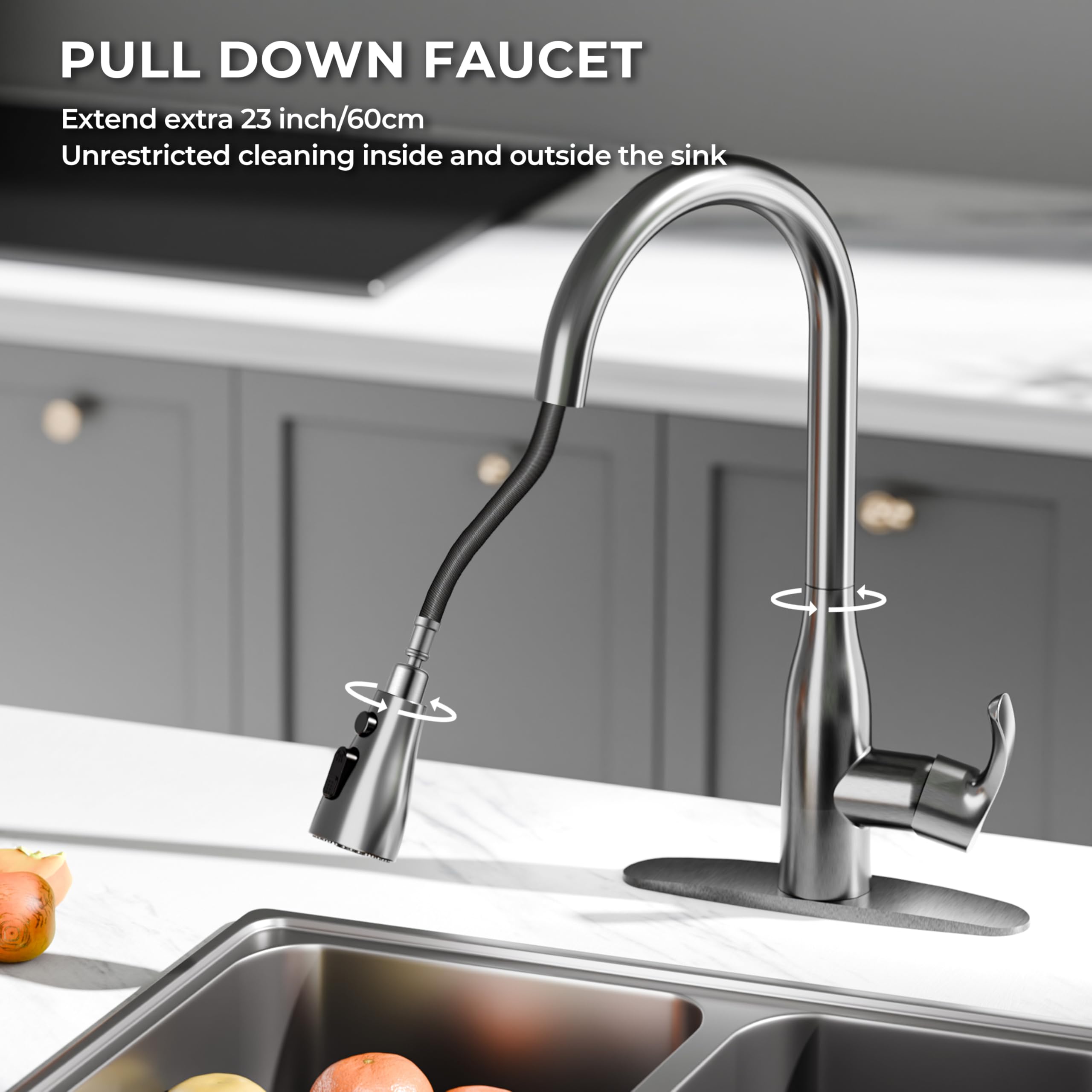 Garveetech Touchless Kitchen Faucet With Pull Down Sprayer, Dual Sensor Sink Faucets, Stainless Steel Single Handle Faucet For 1 Or 3 Hole, Suitable For Farmhouse Laundry Camper Rv Bar