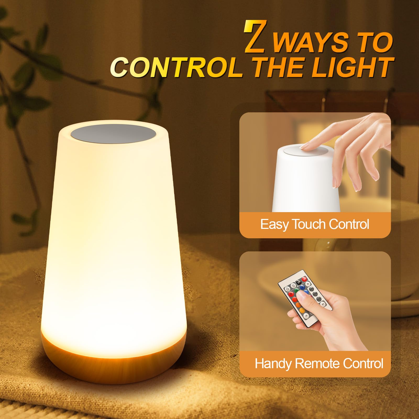 Boonbery Night Light For Kids, Dimmable Portable Table Bedside Lamp With Remote Control Animal Stickers, 13 Color Changing 5 Brightness, Rechargeable Desk Lamp For Kids Adult Bedroom Living Room Baby Nursery